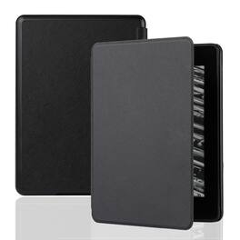 Dteck - For Kindle Paperwhite (2024)/Kindle Colorsoft Signature Edition Cross-hatched Leather Shockproof Case Auto Sleep/Wake - Black