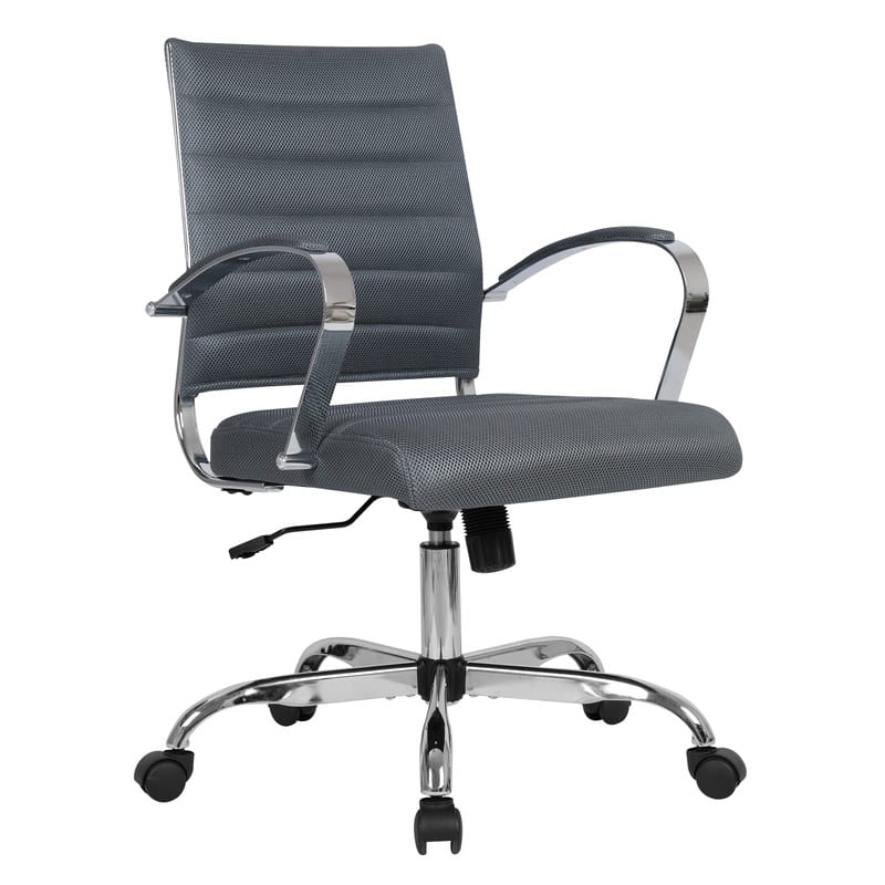 LeisureMod - Benmar Modern Mesh Office Chair with Adjustable Height, Lumbar Support & 360° Swivel - Gray