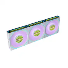 Front. Lian Li - UNI FAN SL Infinity LCD Flex 120mm Reverse Blade ARGB Fan, 3 Pack, Controller Not Included (12RSLIND1F3W) - White.