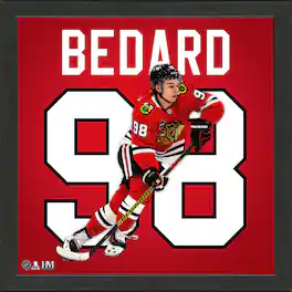 Highland Mint - Connor Bedard Chicago Blackhawks 13'' x 13'' Impact Jersey Framed Photo - Multicolor