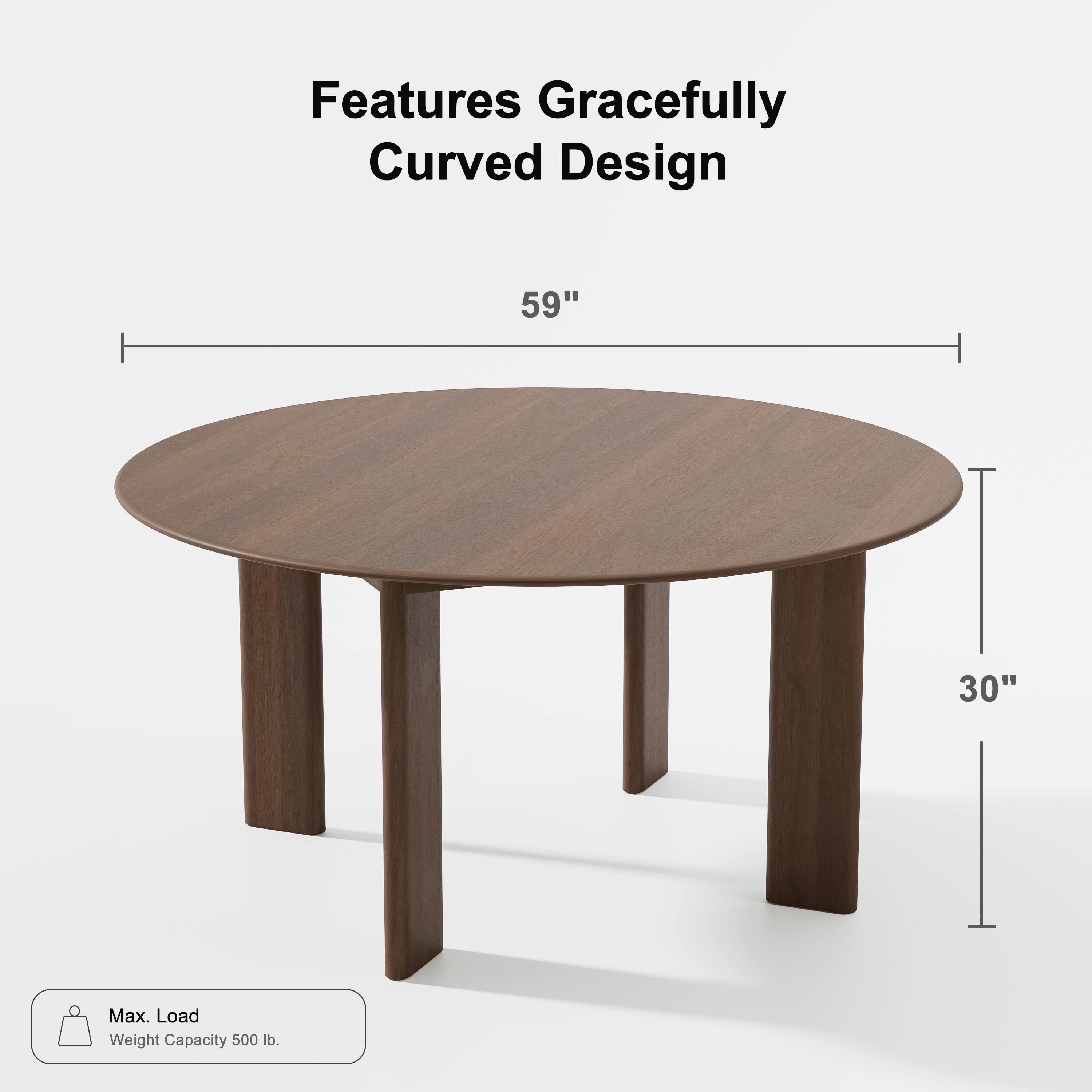 Features Gracefully Curved Design  
59"  
30"  
Max. Load Weight Capacity 500 lb.