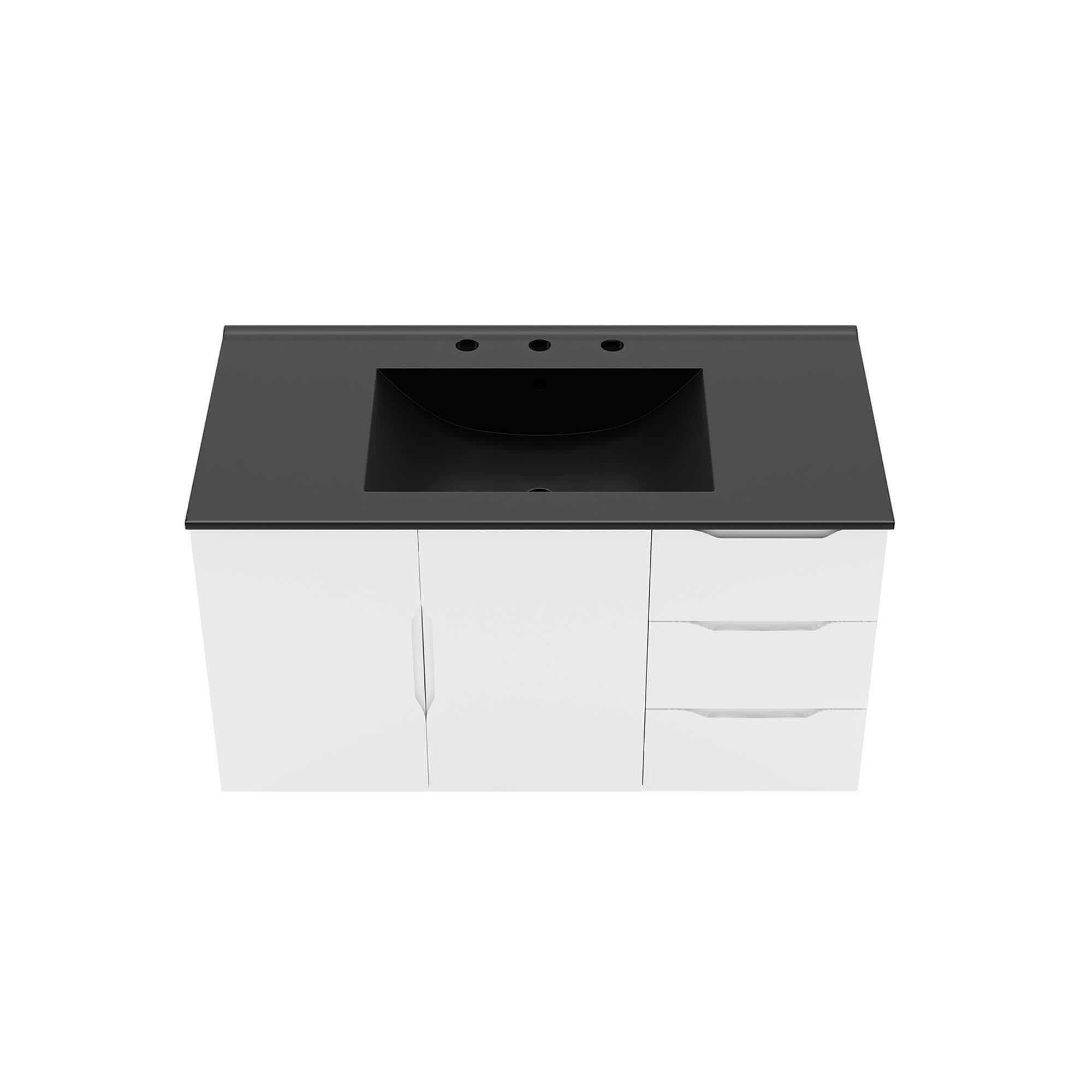 Alt View 4. Modway - Vitality Bathroom Vanity Basin Included by Modway - White Black.