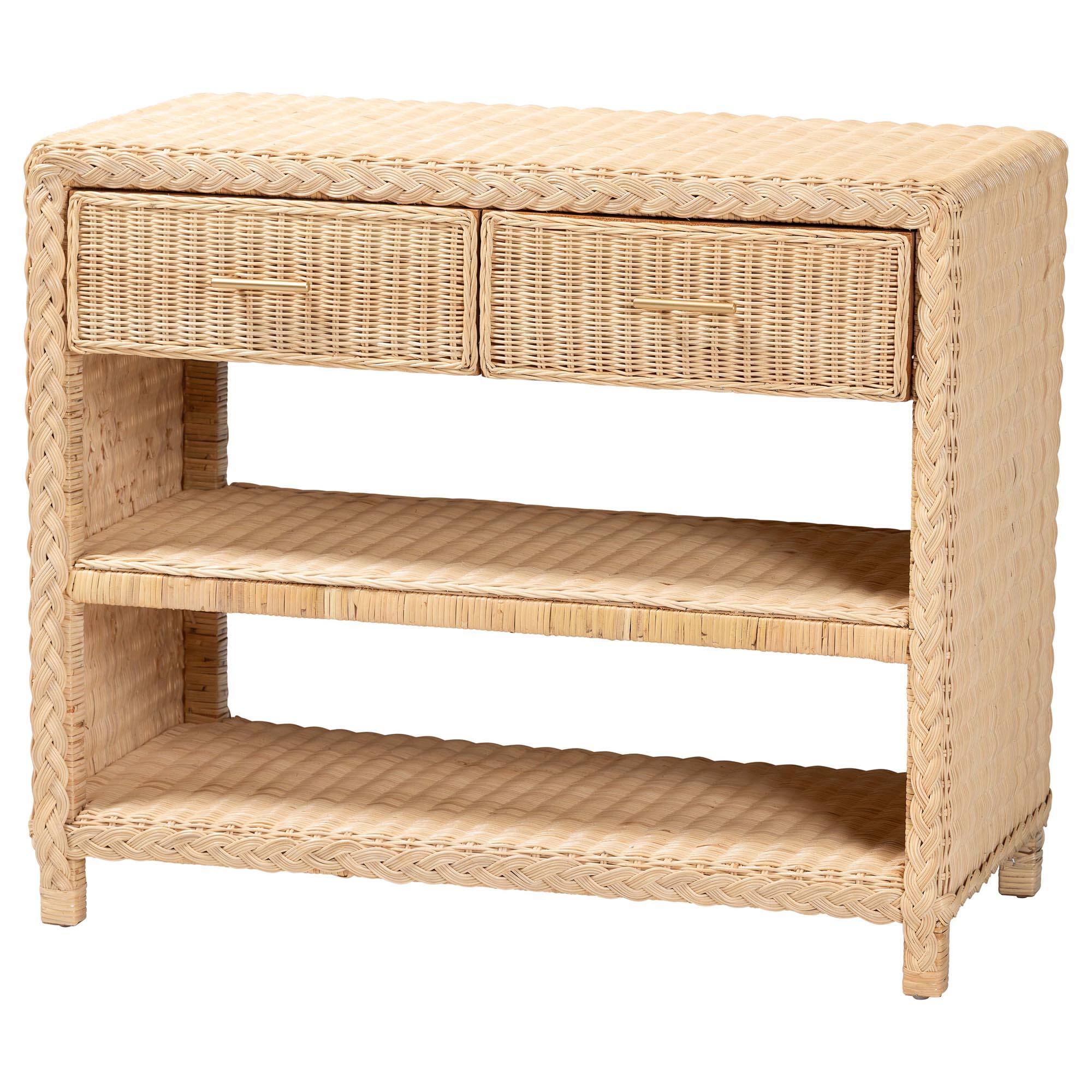 bali & pari - Lanica Braided Rattan Console Table with Drawers and Shelves – Coastal Style Storage Cabinet - Sun-bleached Rattan price history on PriceWatchPro