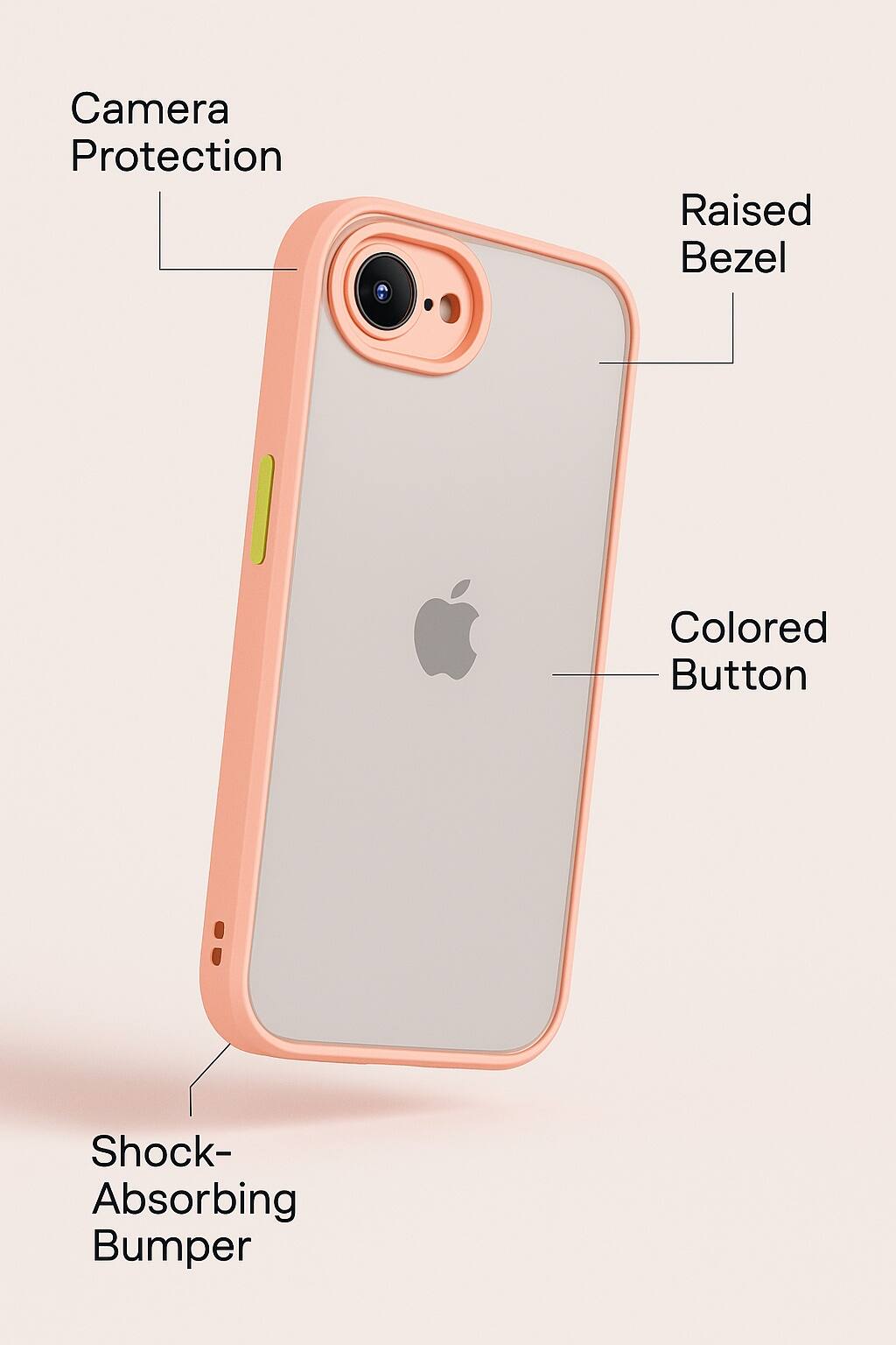Camera Protection Raised Bezel Colored Button Shock- Absorbing Bumper