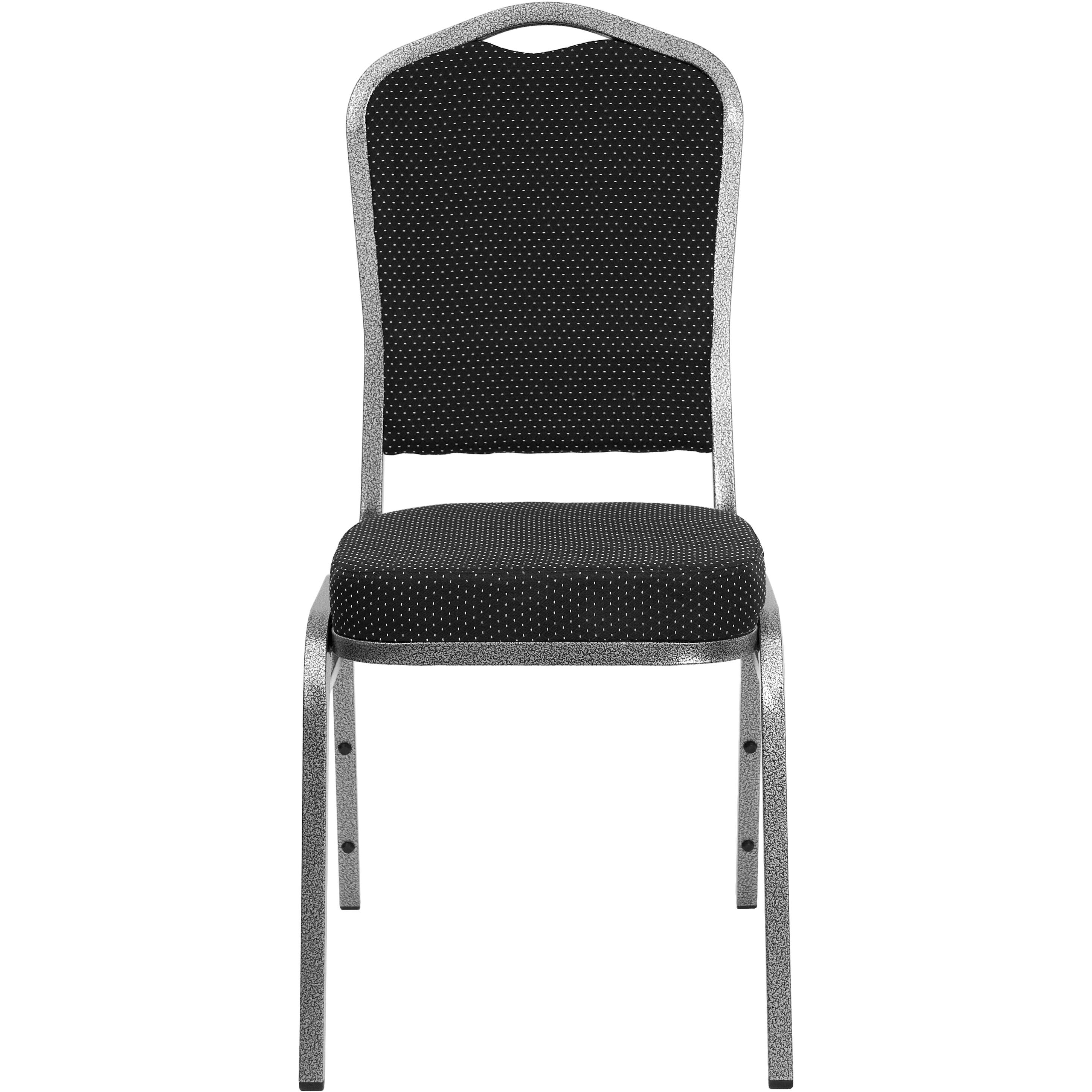 Alt View 7. Emma + Oliver - Crown Back Stacking Banquet Dining Chair - Black Dot Patterned Fabric/Silver Vein Frame.