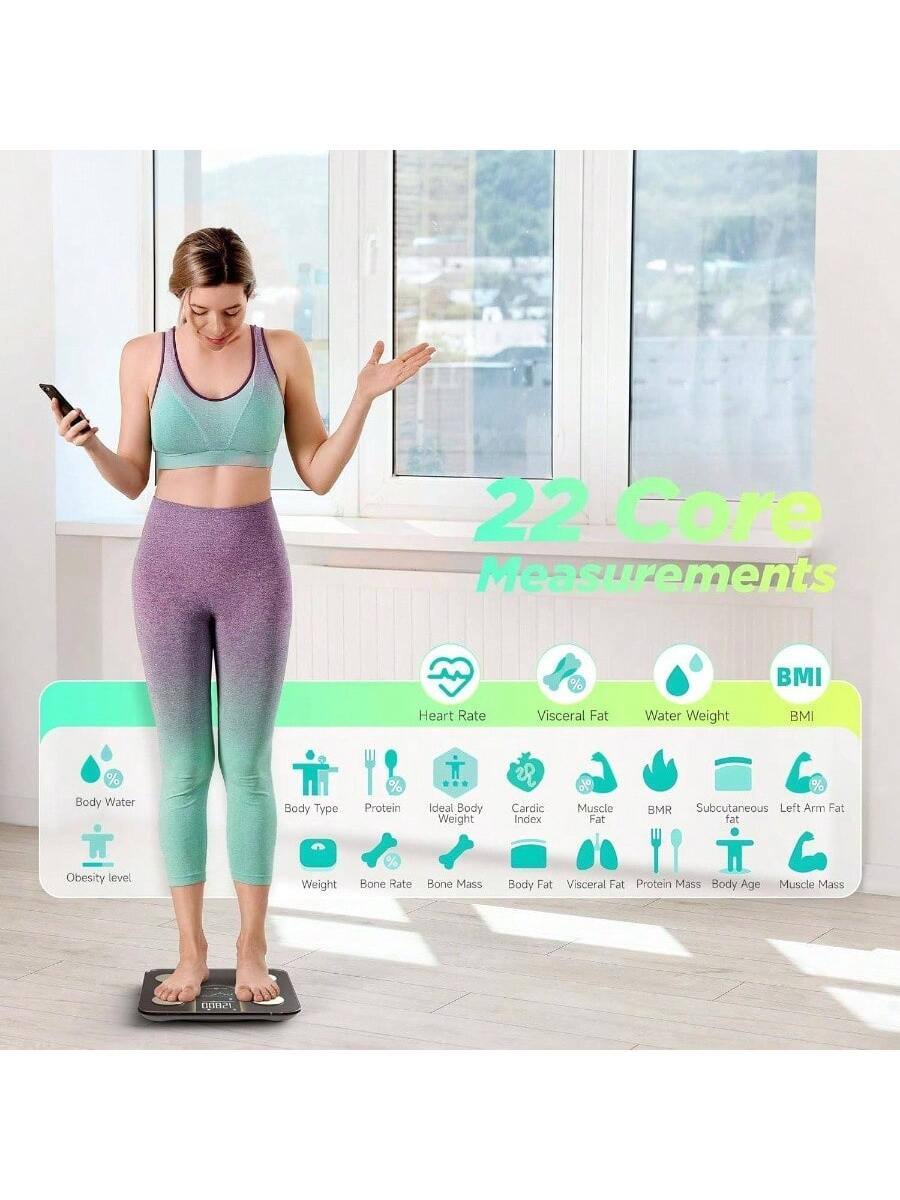 22 Core Measurements

- Heart Rate
- Visceral Fat
- Water Weight
- BMI
- Body Water
- Body Type
- Protein
- Ideal Body Weight
- Cardiac Index
- Muscle Fat
- BMR
- Subcutaneous Fat
- Left Arm Fat
- Obesity Level
- Weight
- Bone Rate
- Bone Mass
- Body Fat
- Visceral Fat
- Protein Mass
- Body Age
- Muscle Mass