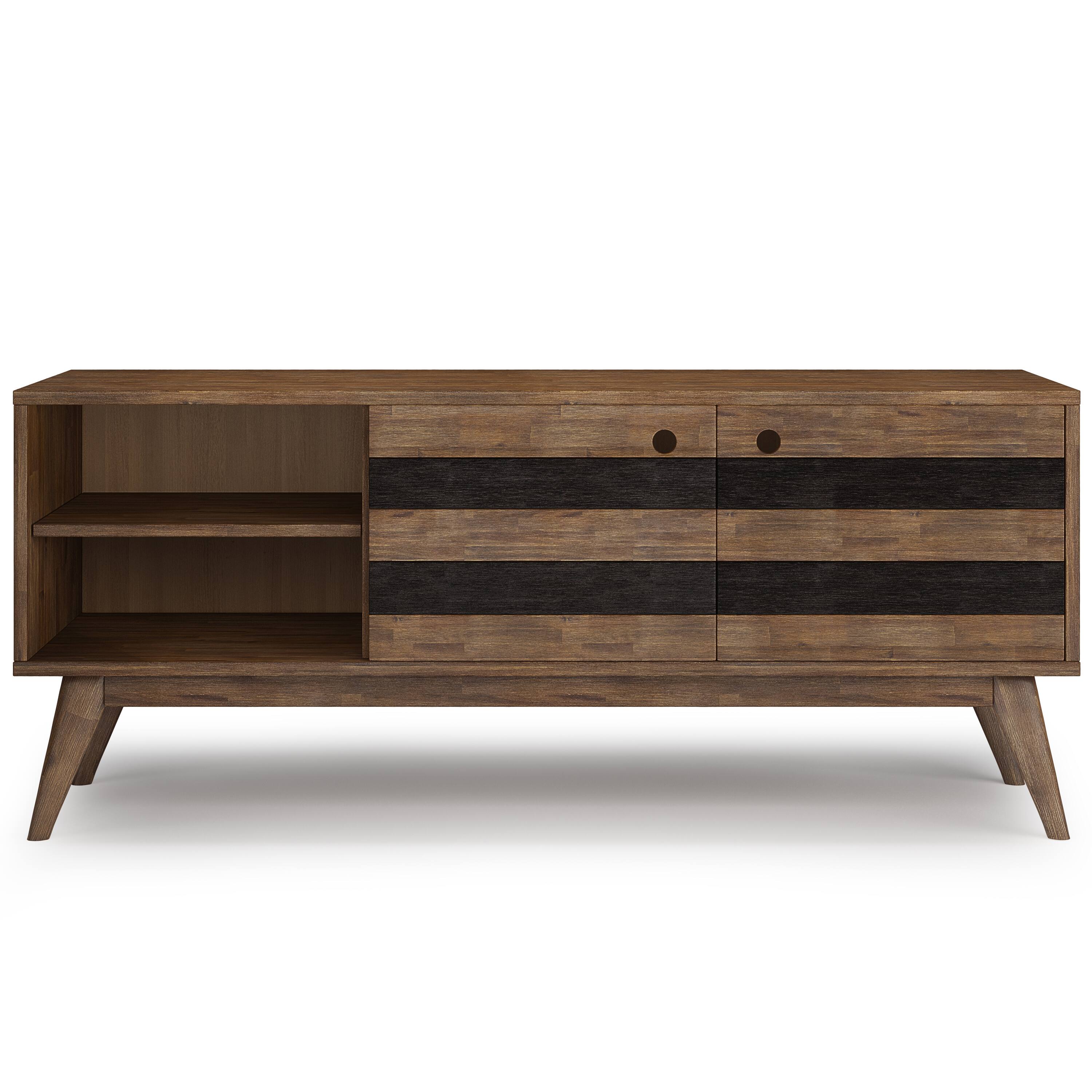 Alt View 7. Simpli Home - Clarkson SOLID ACACIA WOOD Low TV Stand in Rustic Natural Aged Brown For TVs up to 65 inches - Rustic Natural Aged Brown.