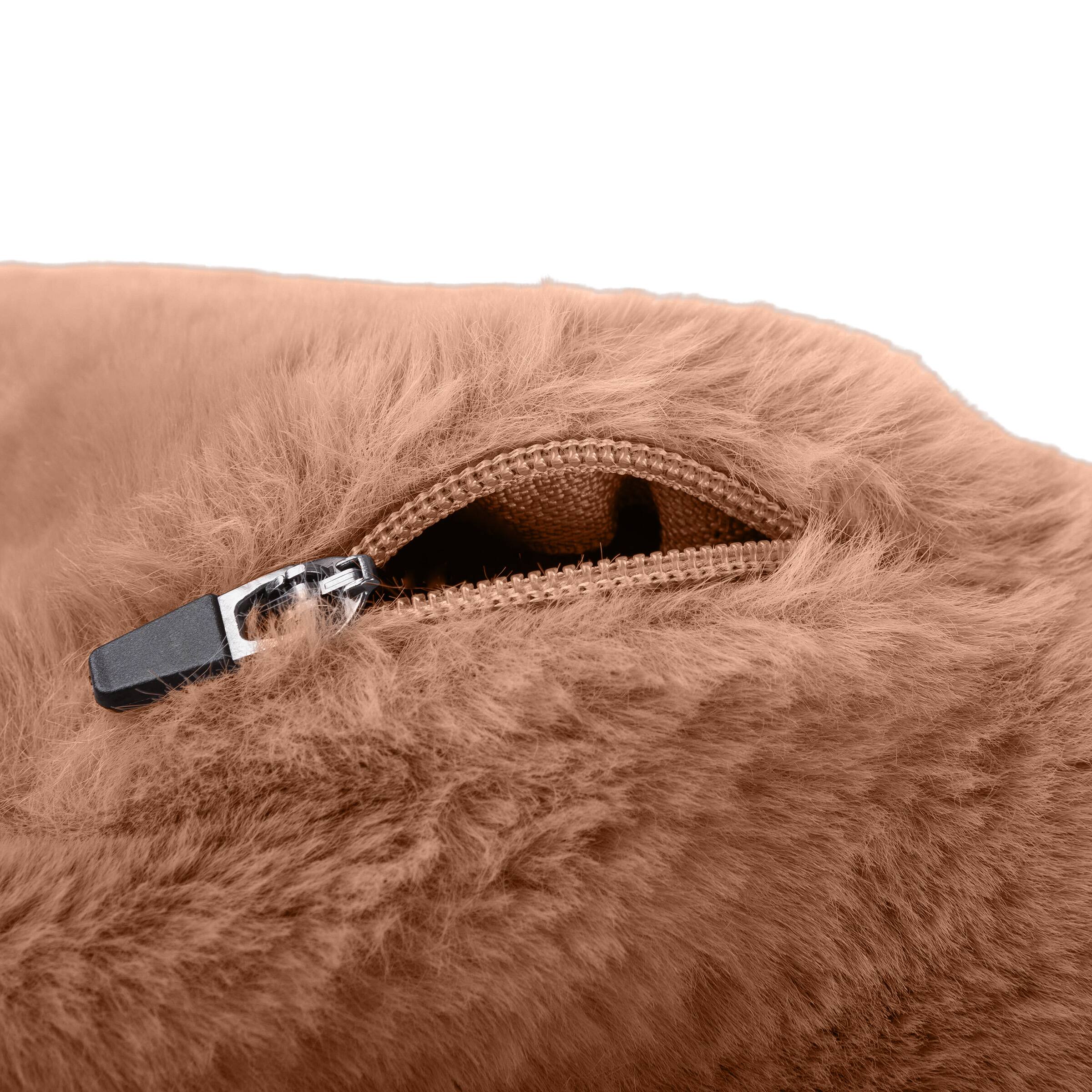 Angle. PetMaker - 25in Donut Dog Bed for Small Pets - Beige.