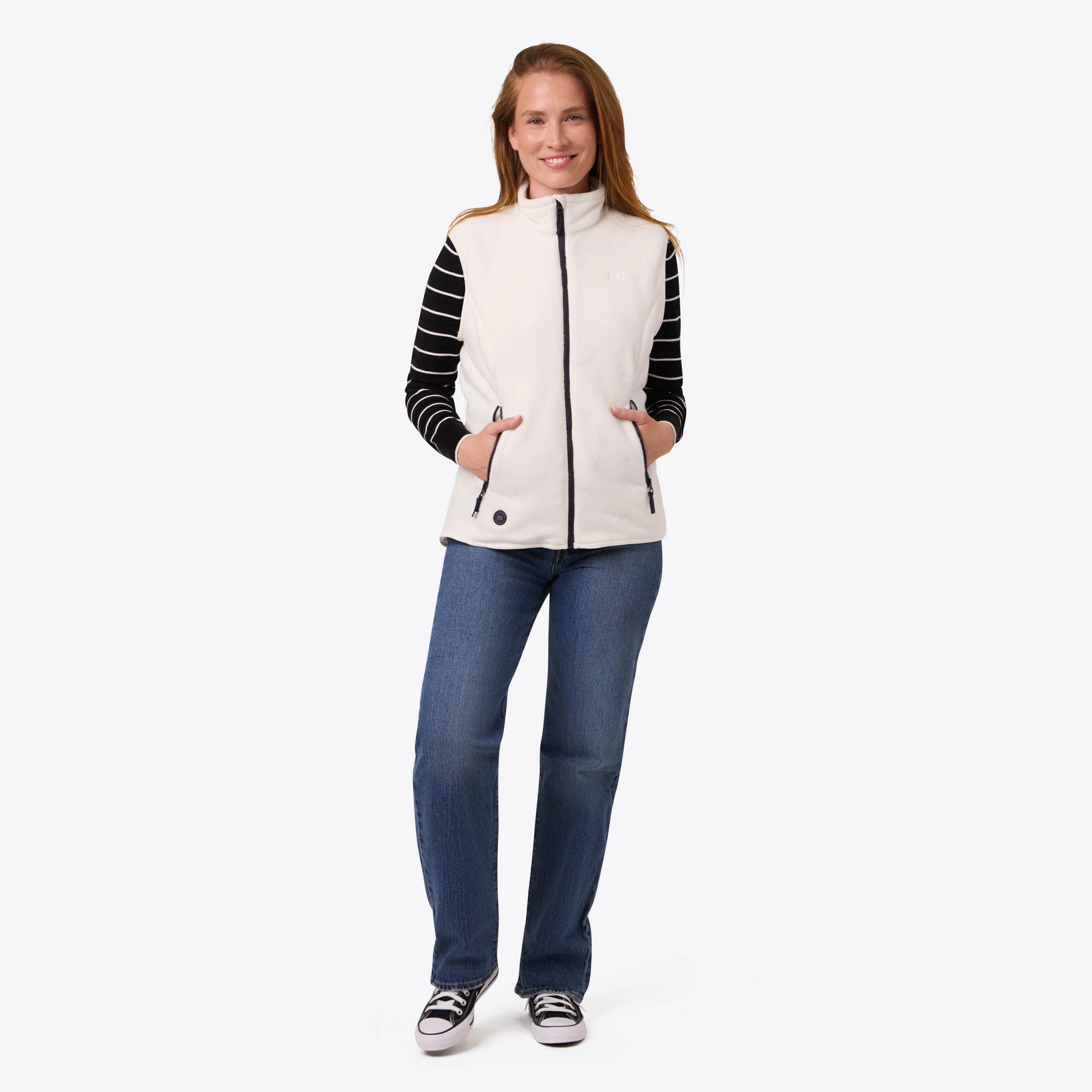 Alt View 2. Mobile Warming - Women's Trek 2.0 Heated Fleece Vest - Cream.