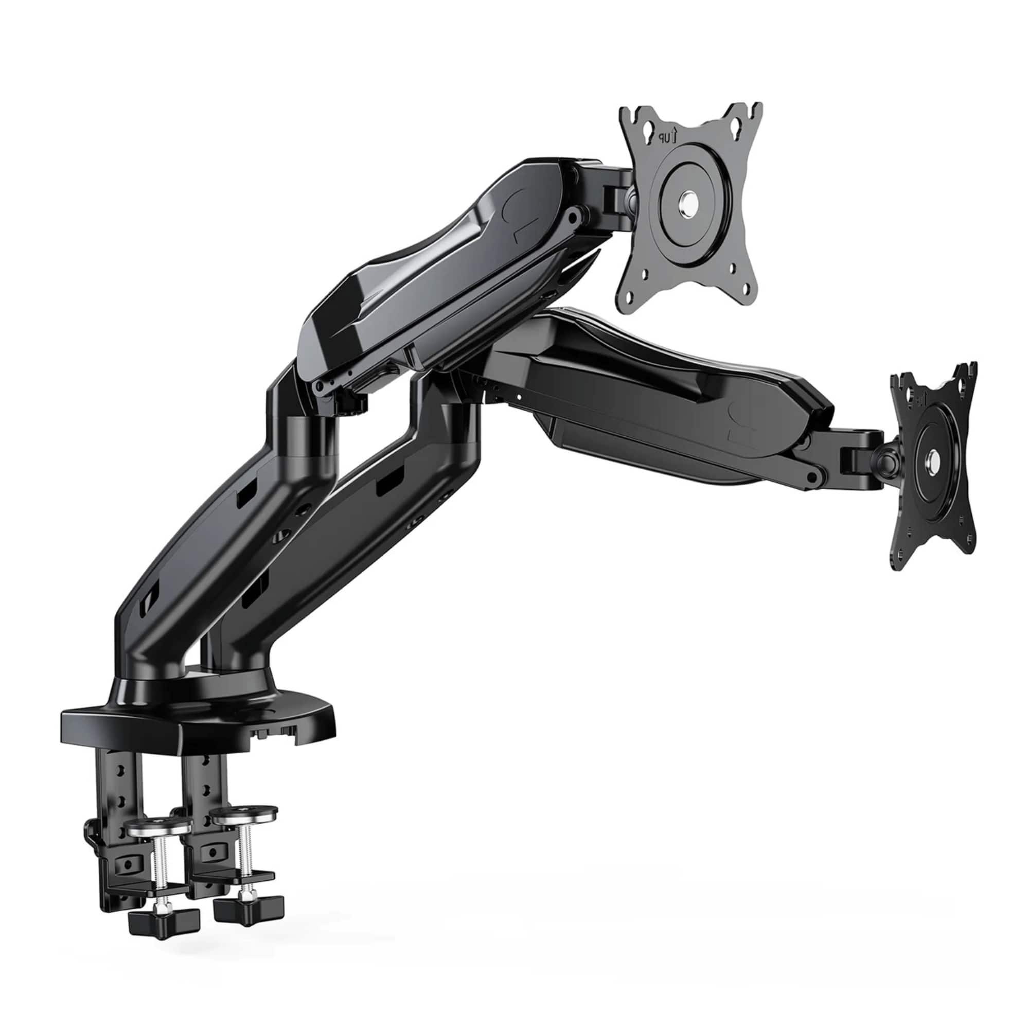 ErgoAV - Gas Spring Desk Mount for Dual Monitors 13" to 27" - Black