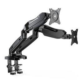 ErgoAV - Gas Spring Desk Mount for Dual Monitors 13" to 27" - Black