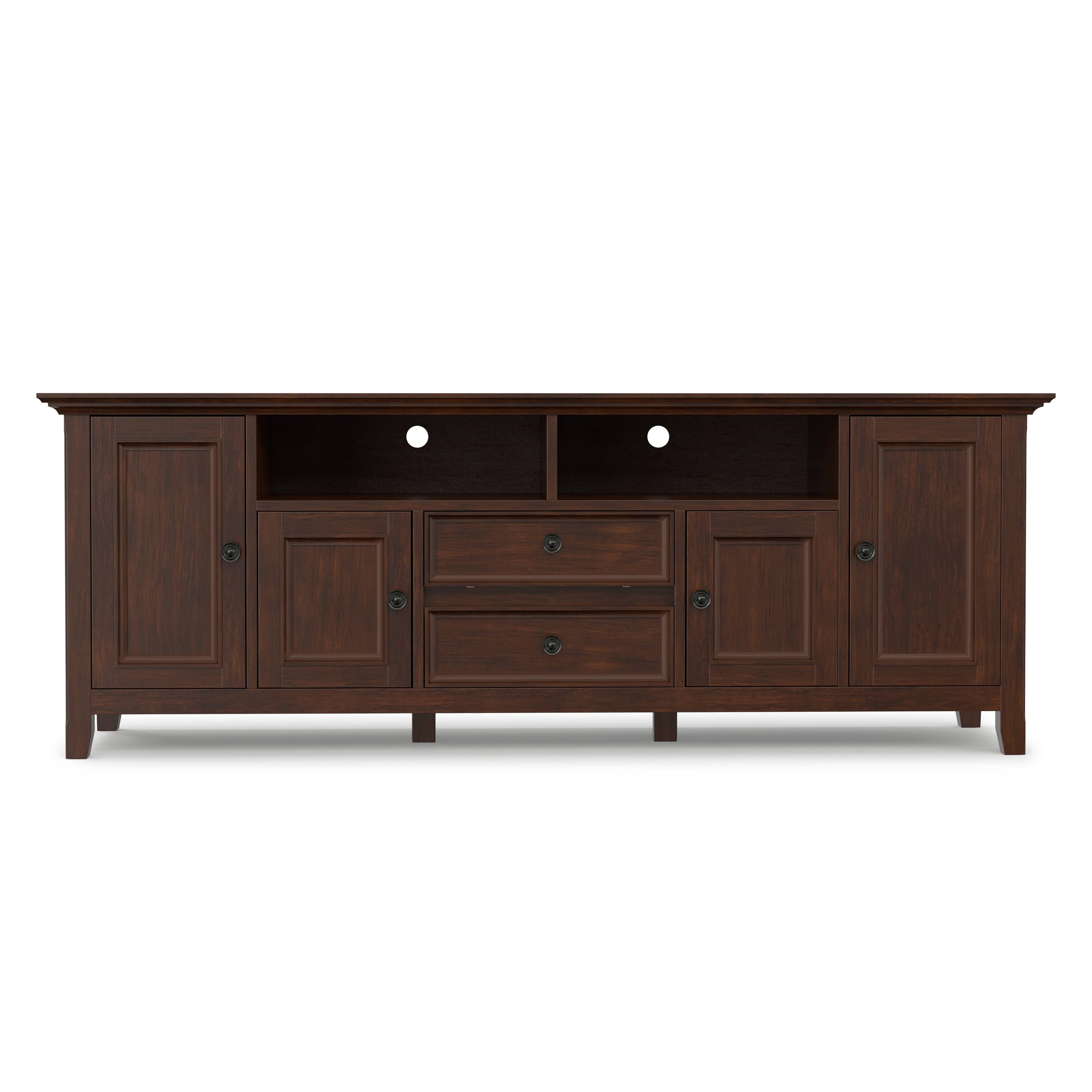 Back. Simpli Home - Simpli Home Amherst 72 inch Wide Solid Wood Transitional TV Stand - Russet Brown.