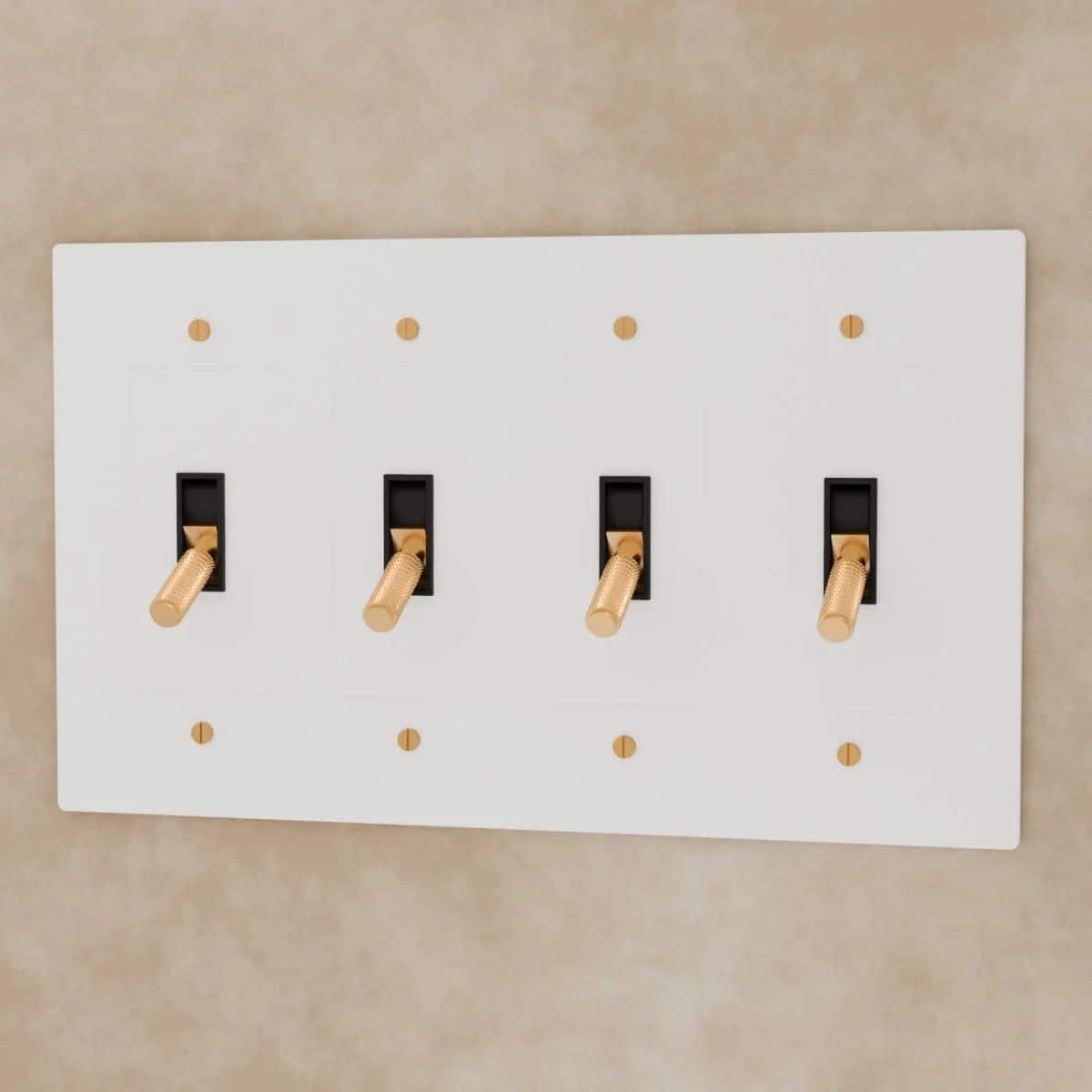 Siljoy - with Brass Toggle Switch (4 Gang) - White