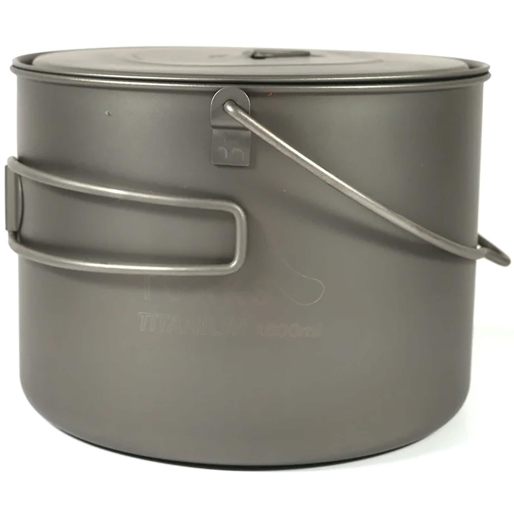 TOAKS - Titanium 1600ml Pot with Bail Handle POT-1600 - Outdoor Camping Cup Bowl - Silver