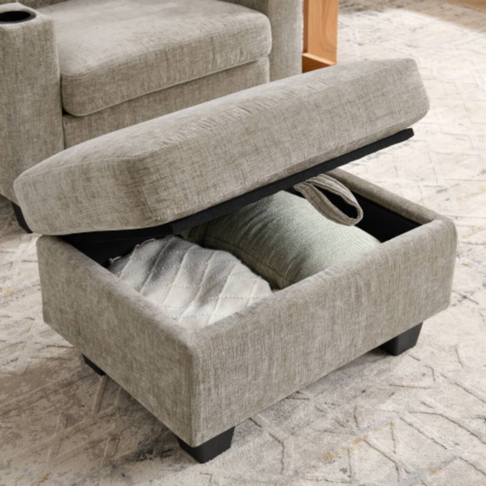 Left. LUCKY ONE - Single Sofa Recliner w/ Manual Backrest USB Port Cup Holders Hidden Storage Ottoman - Brown.