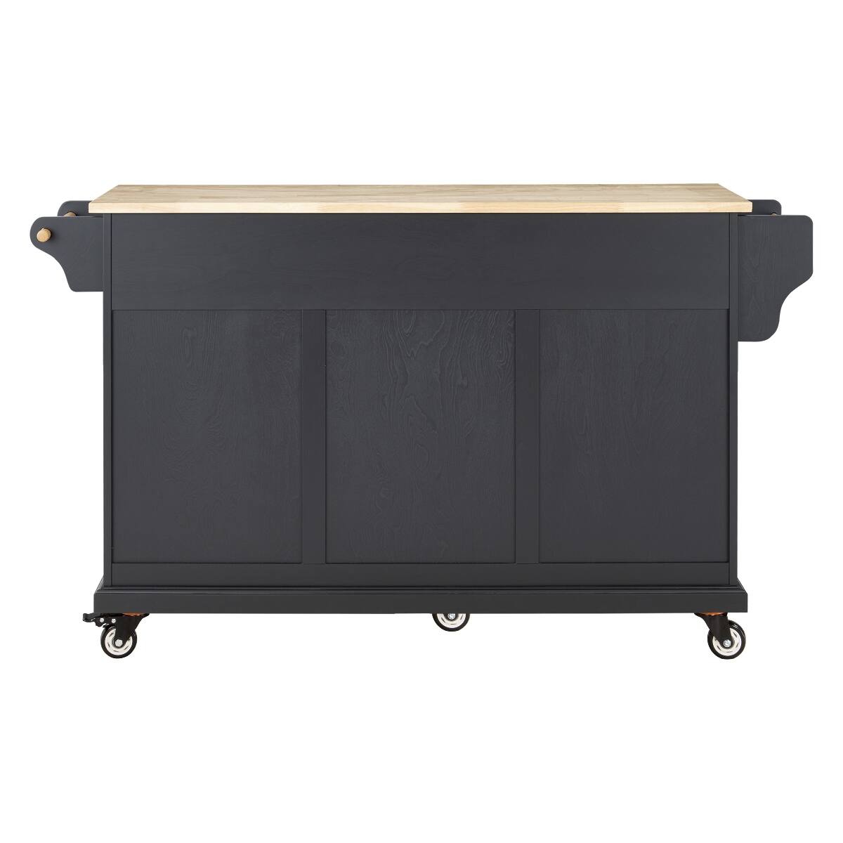 Alt View 1. Loheer - Loheer Black Kitchen Island with Storage Cabinet Rubberwood Countertop Kitchen Cart 5 Drawers Dining Room - Black.
