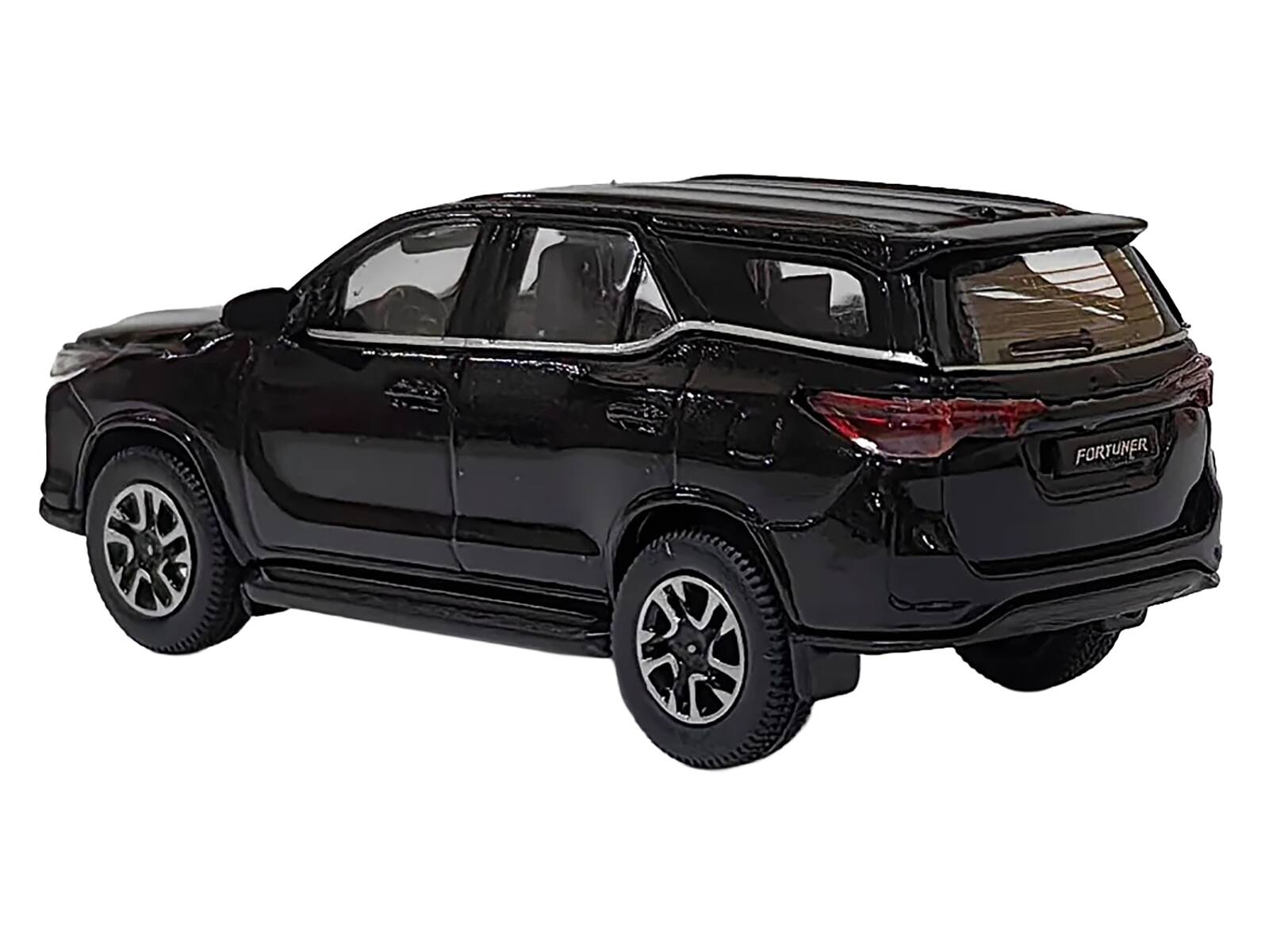 Left. Paragon - 2023 Toyota Fortuner Attitude Black 1/64 Diecast Model Car by Paragon Models - Black.