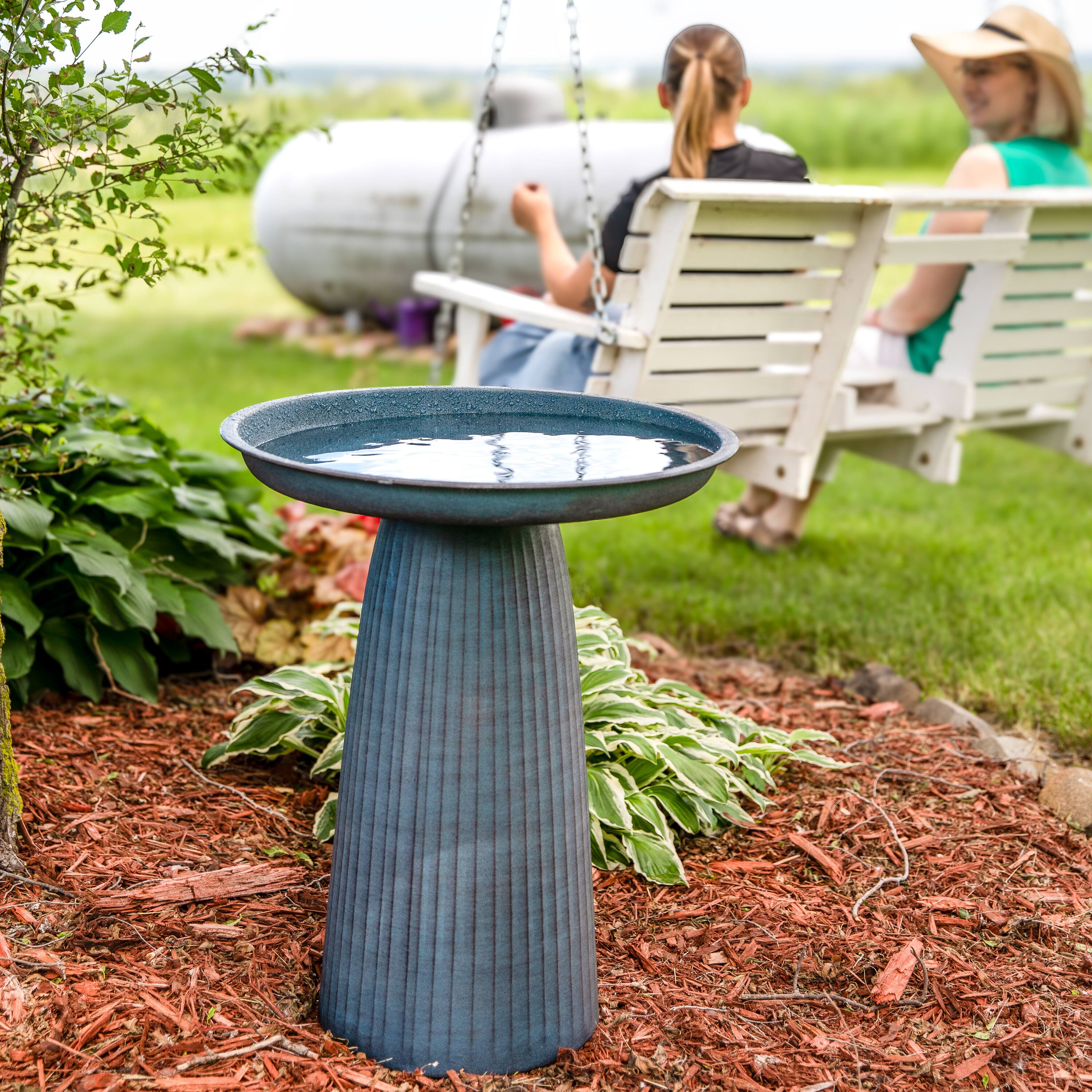 Alt View 9. Sunnydaze - Gleeful Garden Metal Outdoor Bird Bath - Blue.