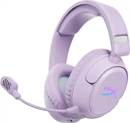 Front. HyperX - Cloud Flight 2 Wireless Gaming Headset for PC, PS5, PS4, Nintendo Switch, Mac, Mobile, and Bluetooth - Lavender.