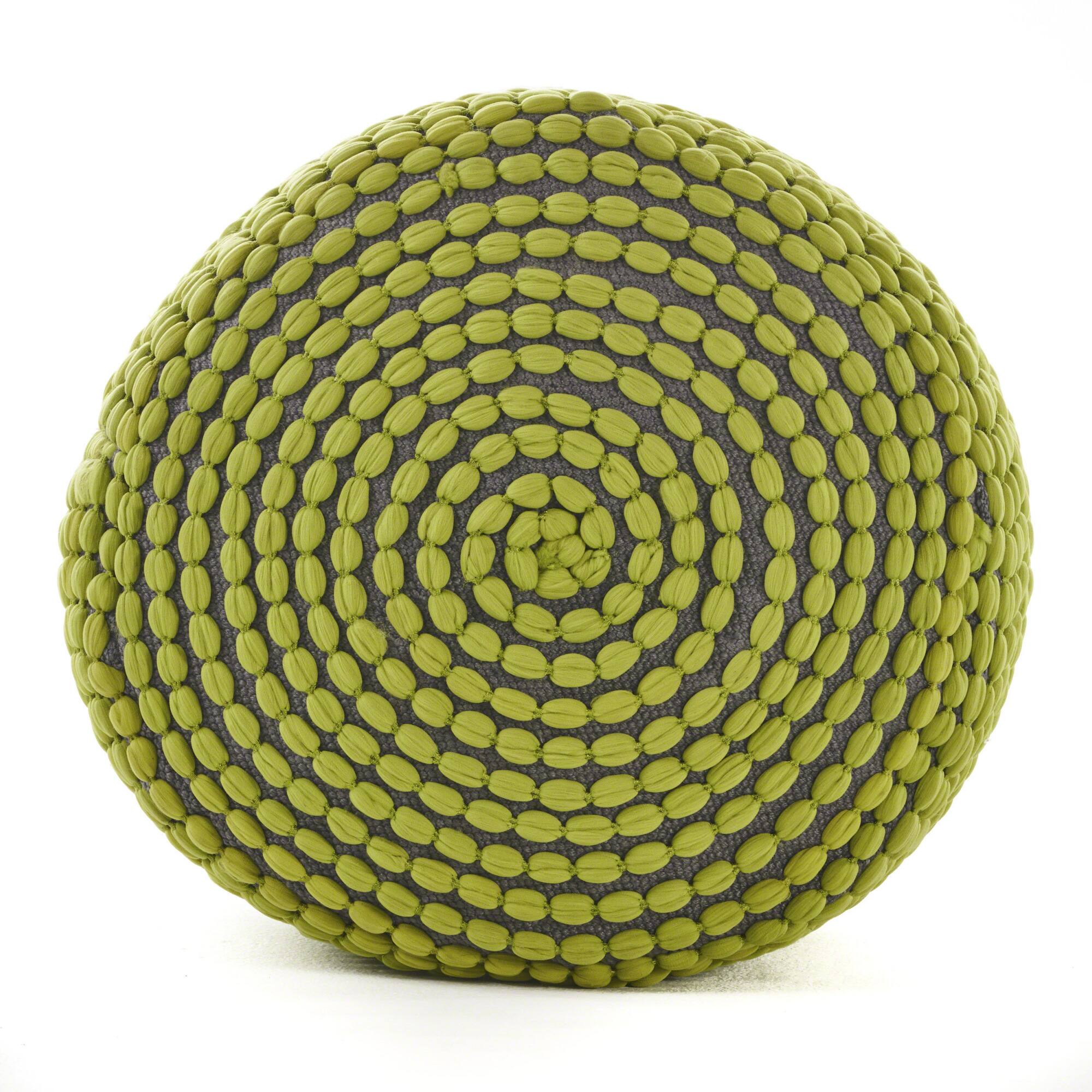 Alt View 2. GOODSILO - Water Resistant Handcrafted Cylindrical Pouf Ottoman for Indoor Use - Green.