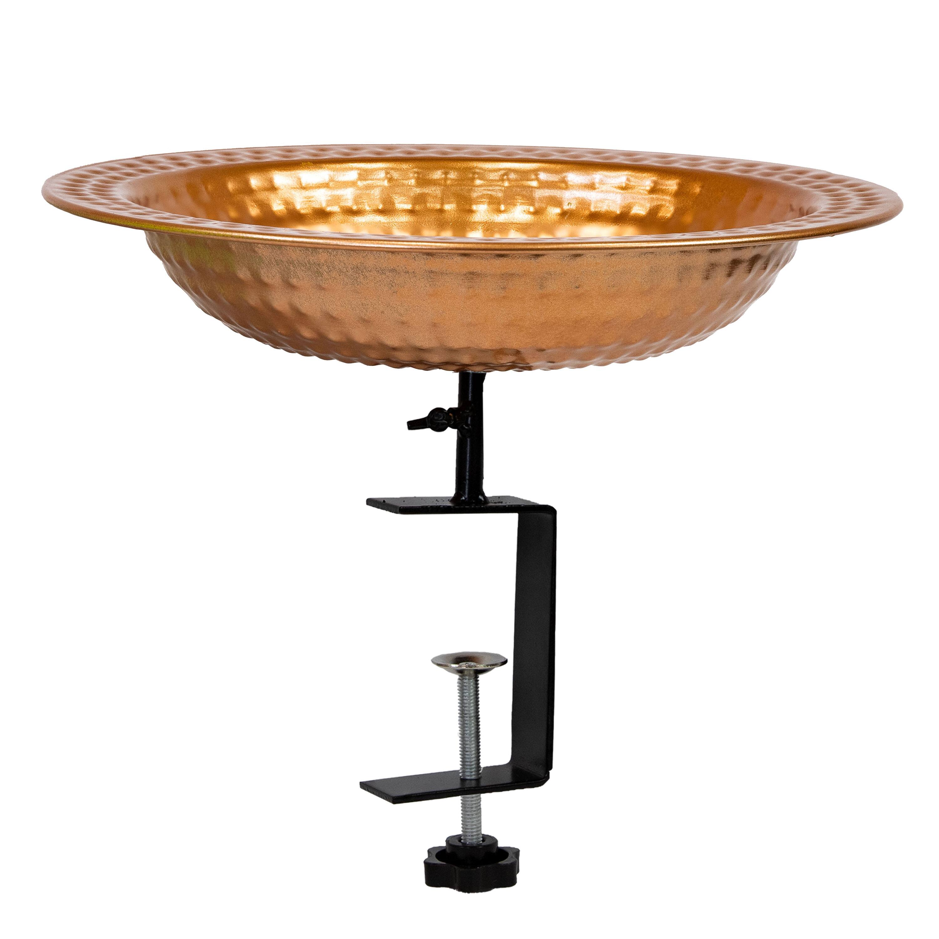 Front. Sunnydaze - Iron Deck-Mount Bird Bath or Feeder - 12 in - Copper.