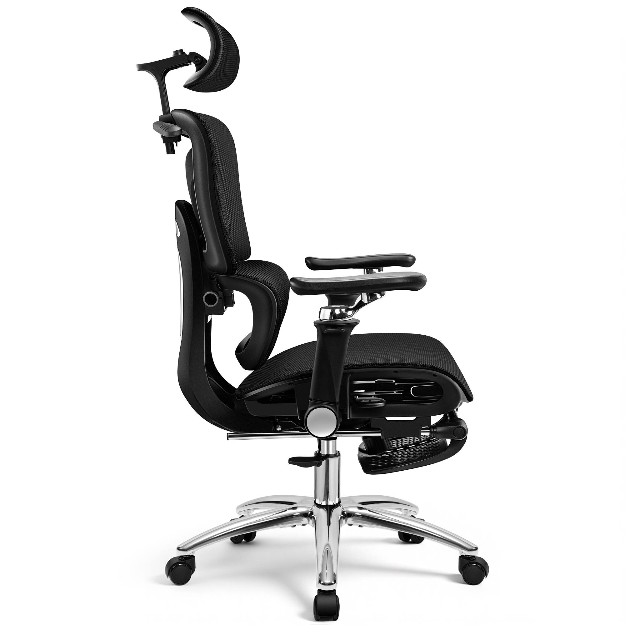 Left. Brick Attic - Breathable Ergonomic Office Chair with Adjustable Headrest & Lumbar Support, High-Back Mesh Desk Chair with 3D Armrests - Black.