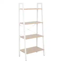 JJS - Industrial 4-Tier Bookshelf - Oak/White