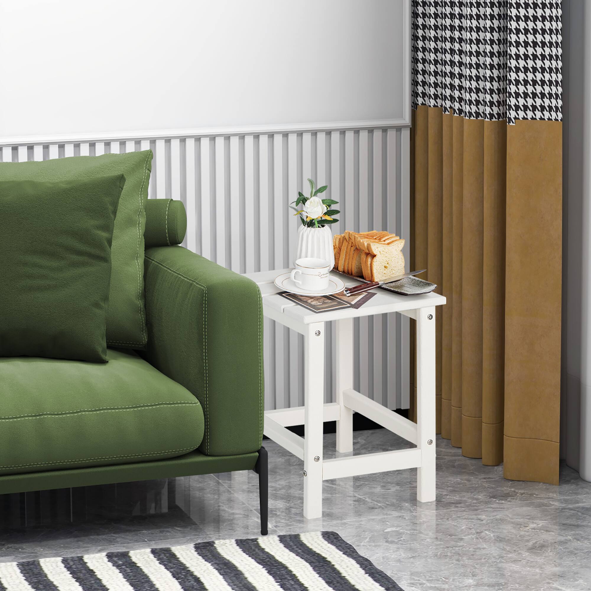 Alt View 4. Costway - Costway 14" Patio Adirondack Side End Table HDPE Square Weather Resistant Garden - White.