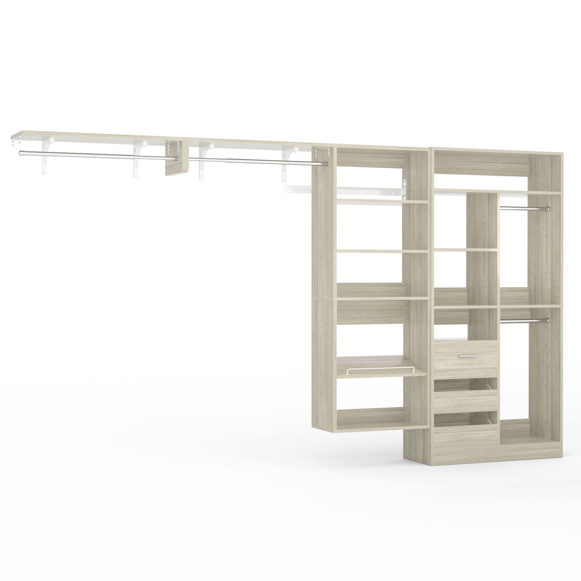 Angle. Aheaplus - 8FT Wall Mount Over Washer Dryer Shelf, 6-Tier Heavy-Duty Laundry Organizer w/ Adjustable Shelves & Drying Rack - White Oak.