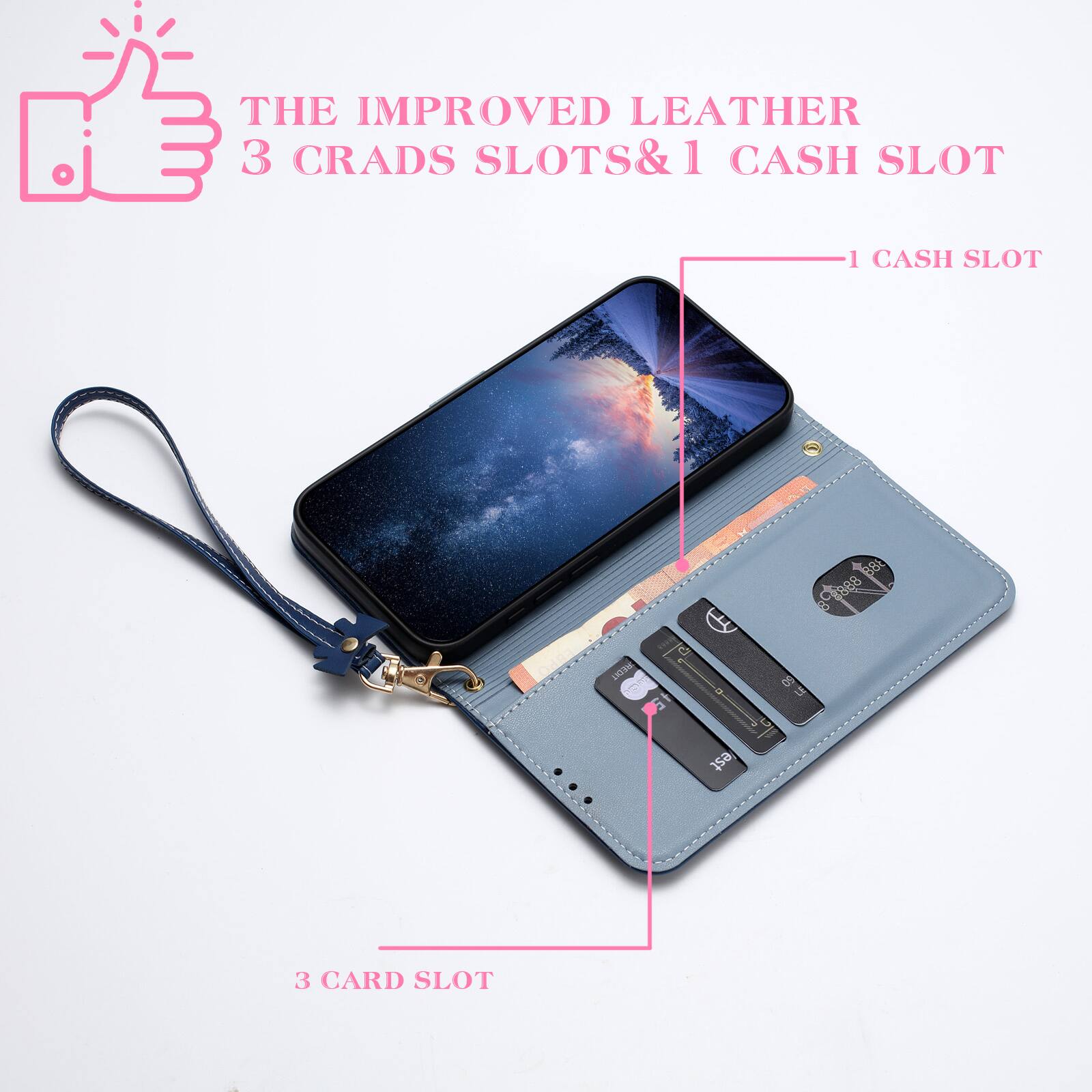 THE IMPROVED LEATHER  
3 CARD SLOTS & 1 CASH SLOT