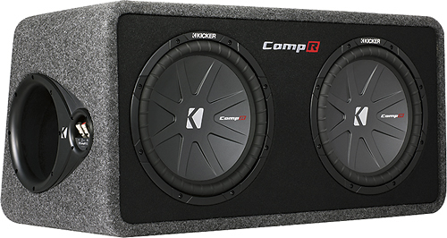 Angle. KICKER - CompR Dual 12" Dual-Voice-Coil 2-Ohm Subwoofers with Enclosure - Black.