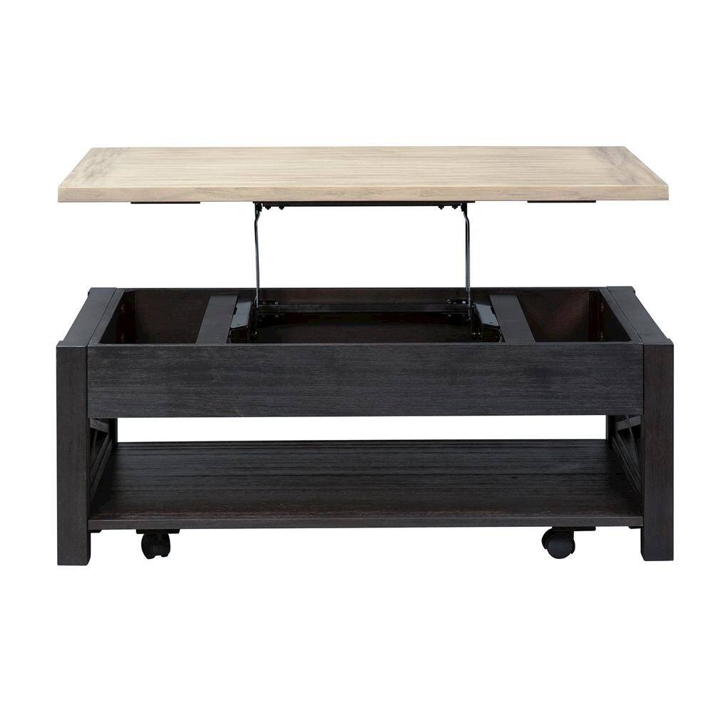 Front. Starlight Canyon Home - Black Lift Top Cocktail Table – Living Room Center Table and Coffee Table - Black.