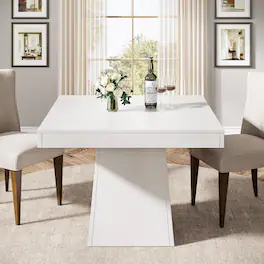 Tribesigns - Square Dining Table for 4, 31.5" Farmhouse Small Kitchen Table - White
