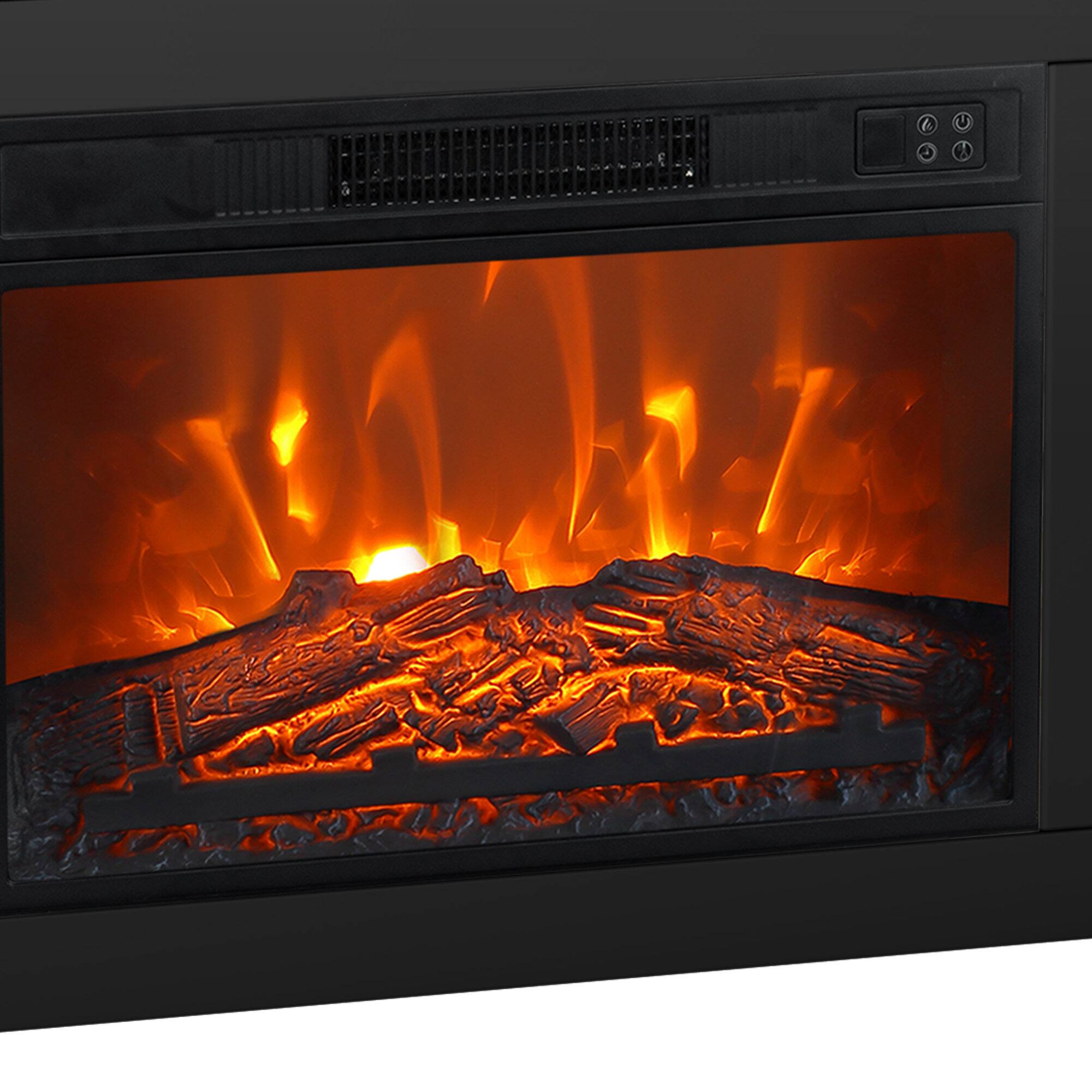Alt View 10. Ihomeadore - 66" TV Stand with 24" Insert Electric Fireplace and Open Storage Shelves Media Console for TVs up to 75" - Black.