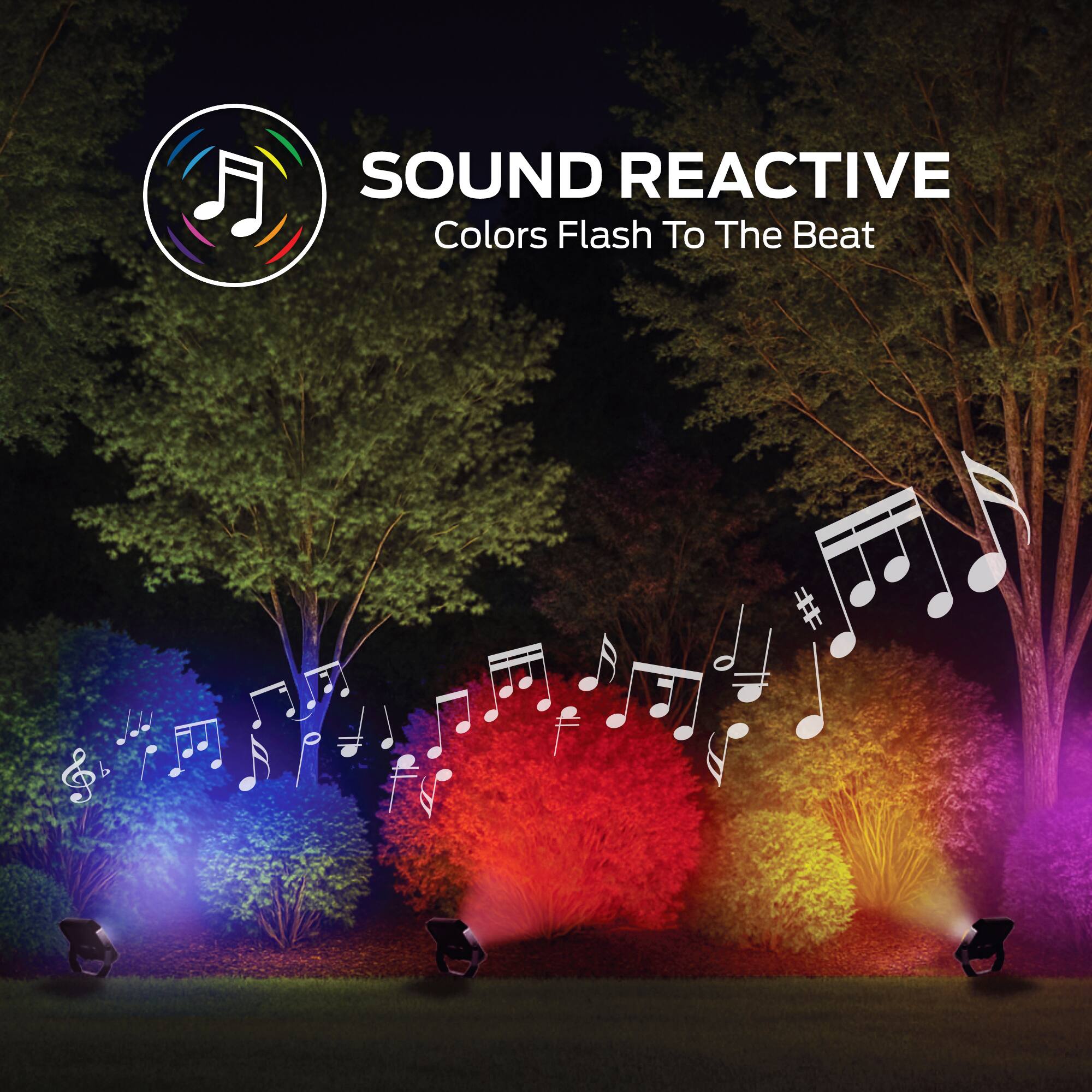 SOUND REACTIVE  
Colors Flash To The Beat
