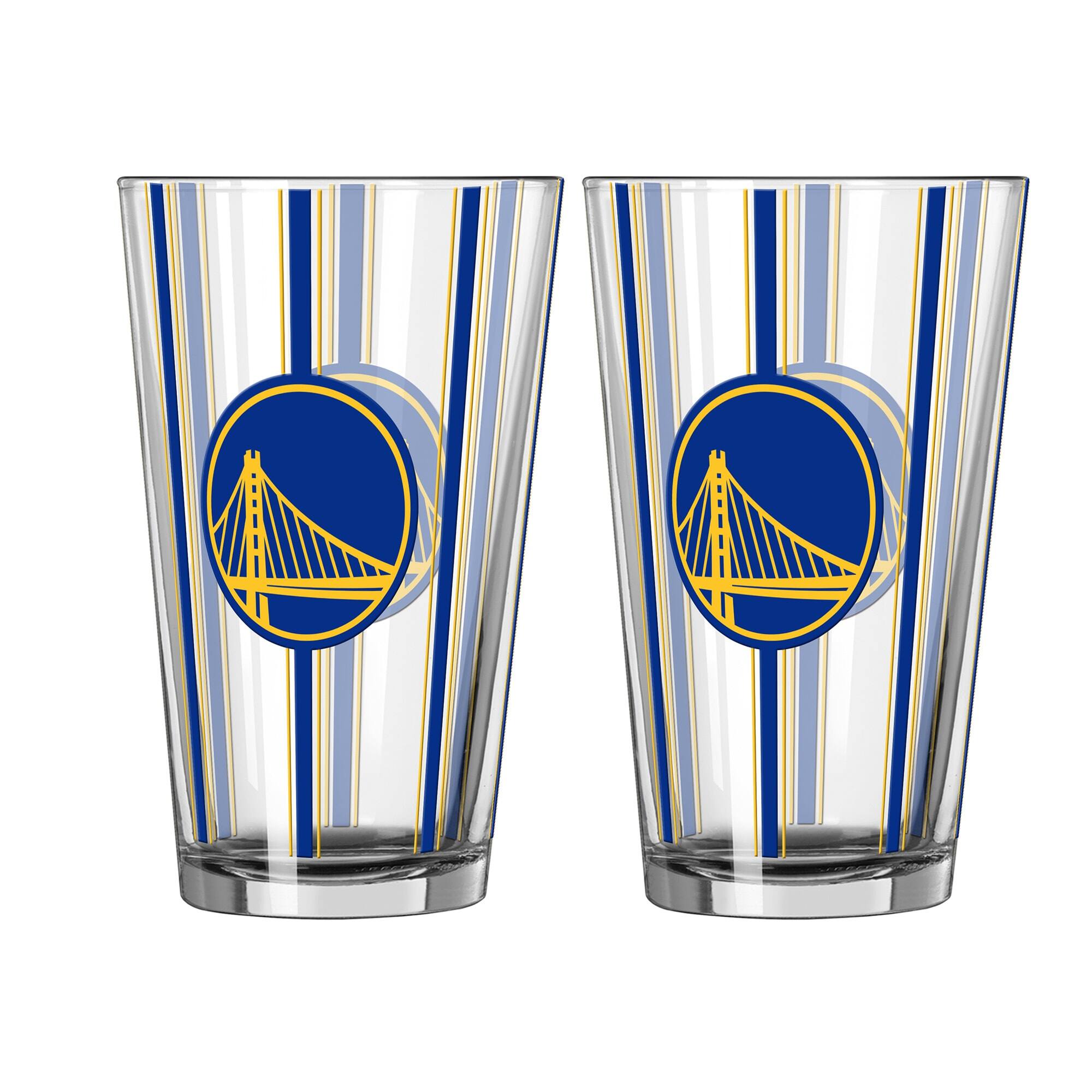 Front. Logo Brands - Golden State Warriors Two-Piece 16oz. Striped Pint Glass Set - Multicolor.