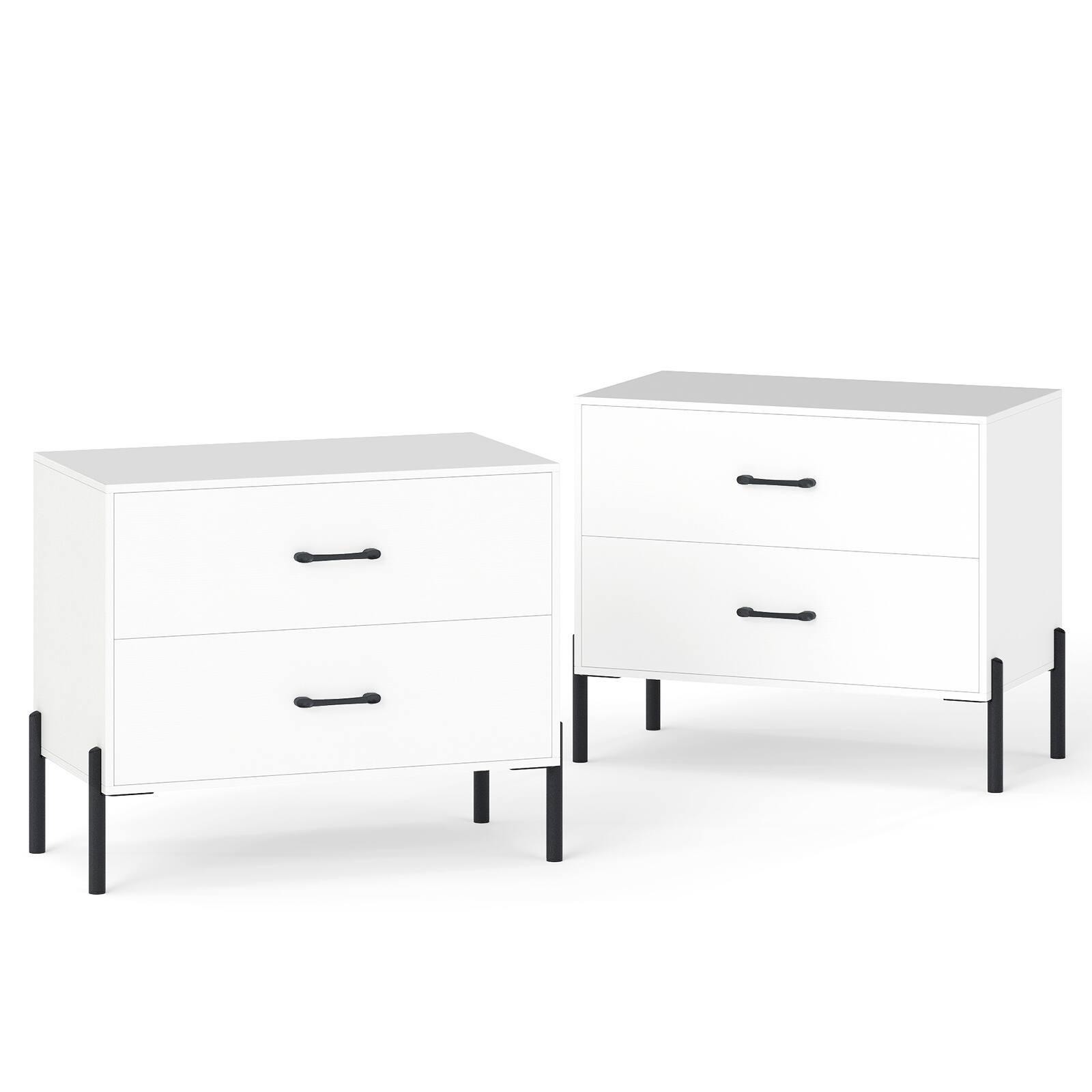 Alt View 9. Gymax - Gymax 2PCS 2-Drawer Dresser w/Metal Legs Handles Drawers Anti-Tipping Kits for Closet - White.