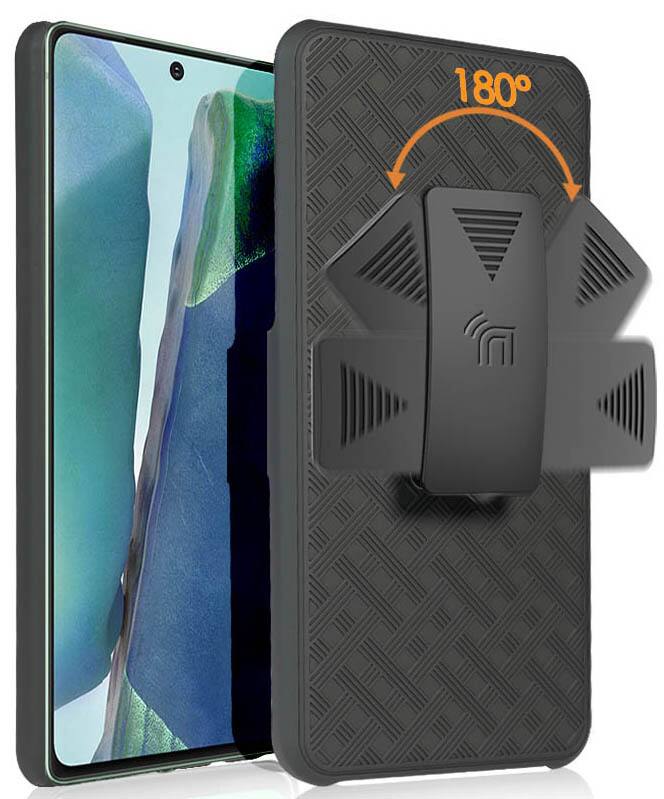 Alt View 3. Nakedcellphone - Case with Stand and Belt Clip Holster for Samsung Galaxy Note 20 - Black.