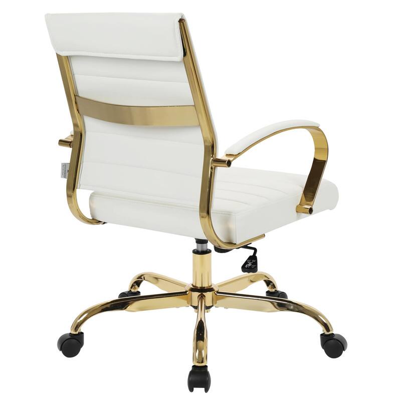 Alt View 5. LeisureMod - Benmar Leather Office Chair with Gold Accents, Adjustable Height, Swivel, Ergonomic Design for Home Office or Workspace - White.