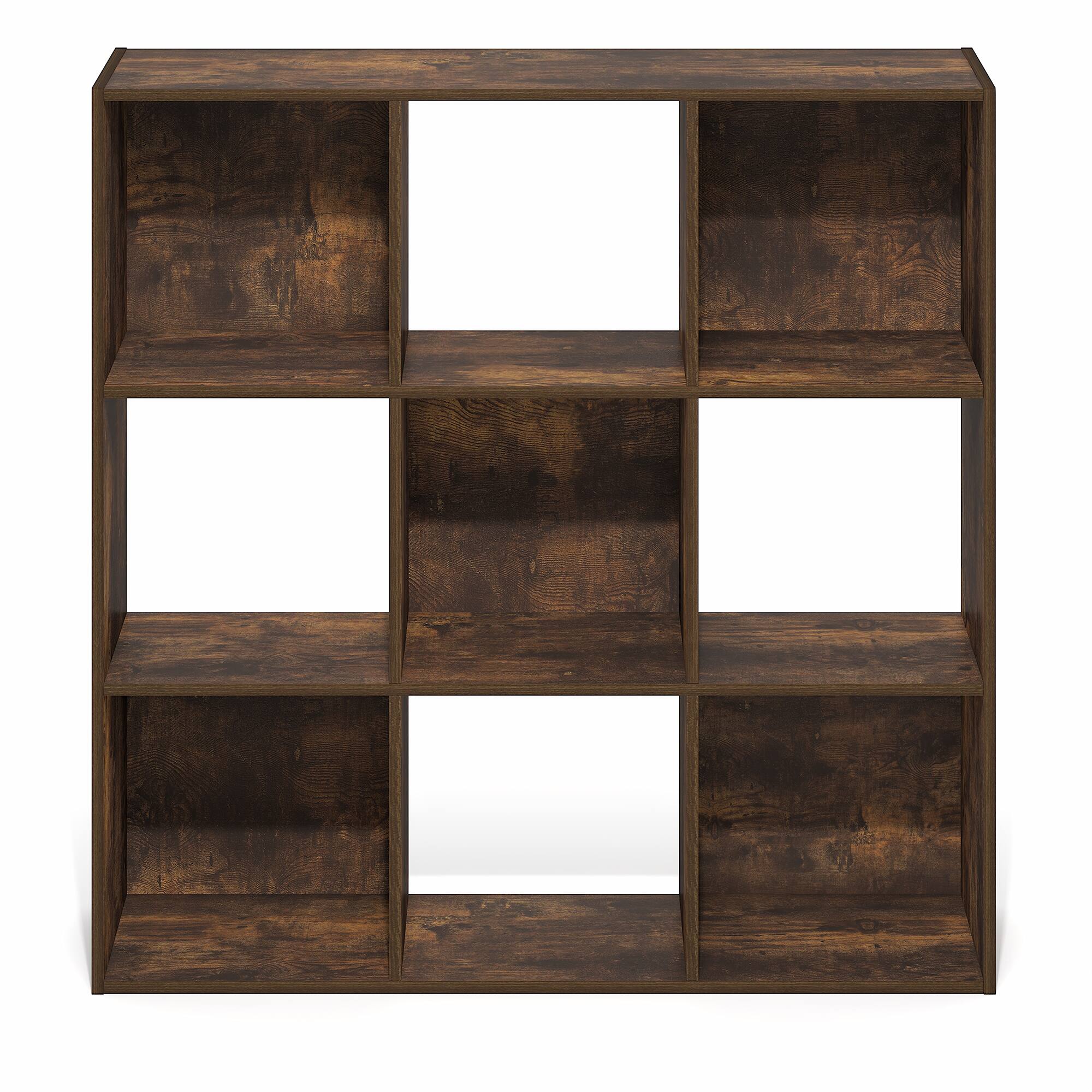 Alt View 6. Furinno - PELLI Book Shelf, 9-Cube Bookshelf, 3x3 Cube Storage Organizer Bookcase, 11.7 x 35.3 x 35.4 - Amber Pine.