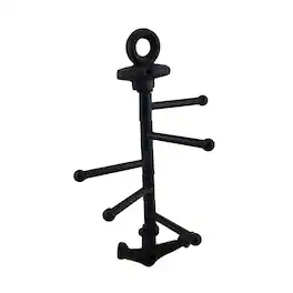 Zeckos - Cast Iron Nautical Anchor Pivoting Wall Hook - Black