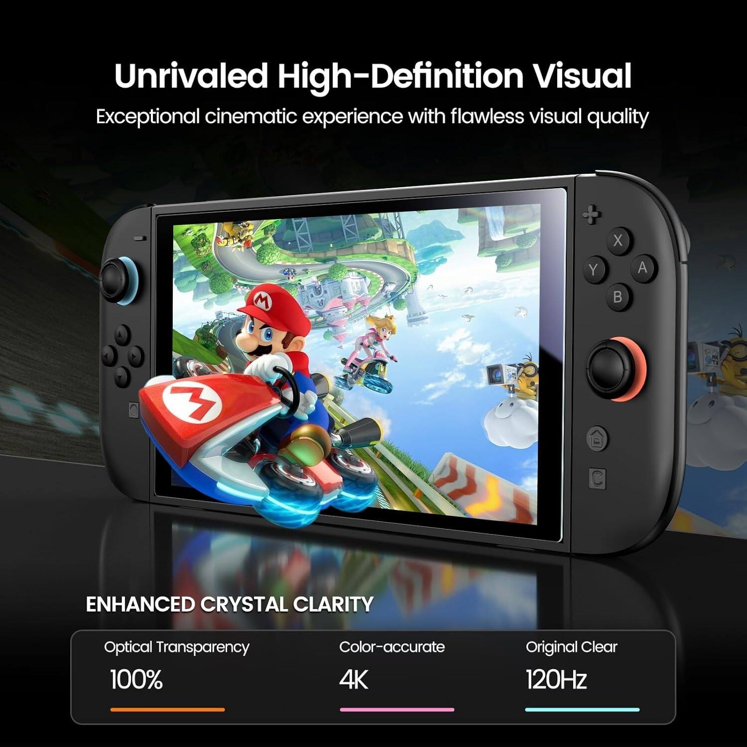 Unrivaled High-Definition Visual  
Exceptional cinematic experience with flawless visual quality  

ENHANCED CRYSTAL CLARITY  
Optical Transparency 100%  
Color-accurate 4K  
Original Clear 120Hz