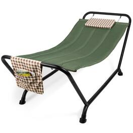 Hivvago - Waterproof Patio Hammock w/ Stand Pillow Storage Pockets - Green