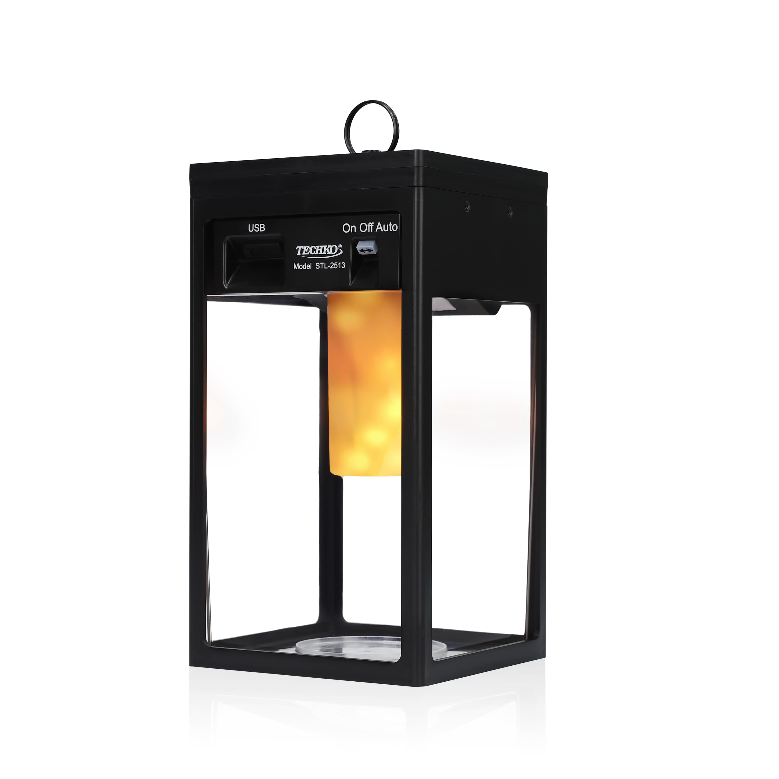 Techko Maid - Solar Portable Lantern with Flame Effect - Black