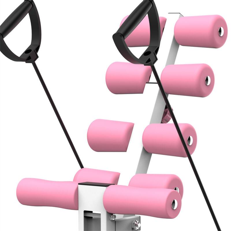 Left. HTUTWOO - Deep Squat Machine - Glutes Trainer with Resistance Bands, Squat Assist Trainer for Core & Legs Workout, for Home Gym - Pink.