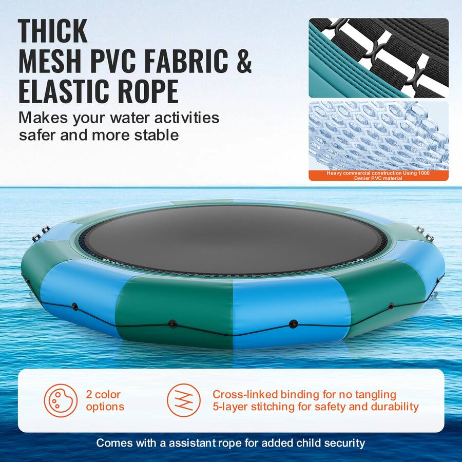 Football Rope Ladder VEVOR Inflatable Water Bouncer, 15ft Recreational Water Trampoline ...