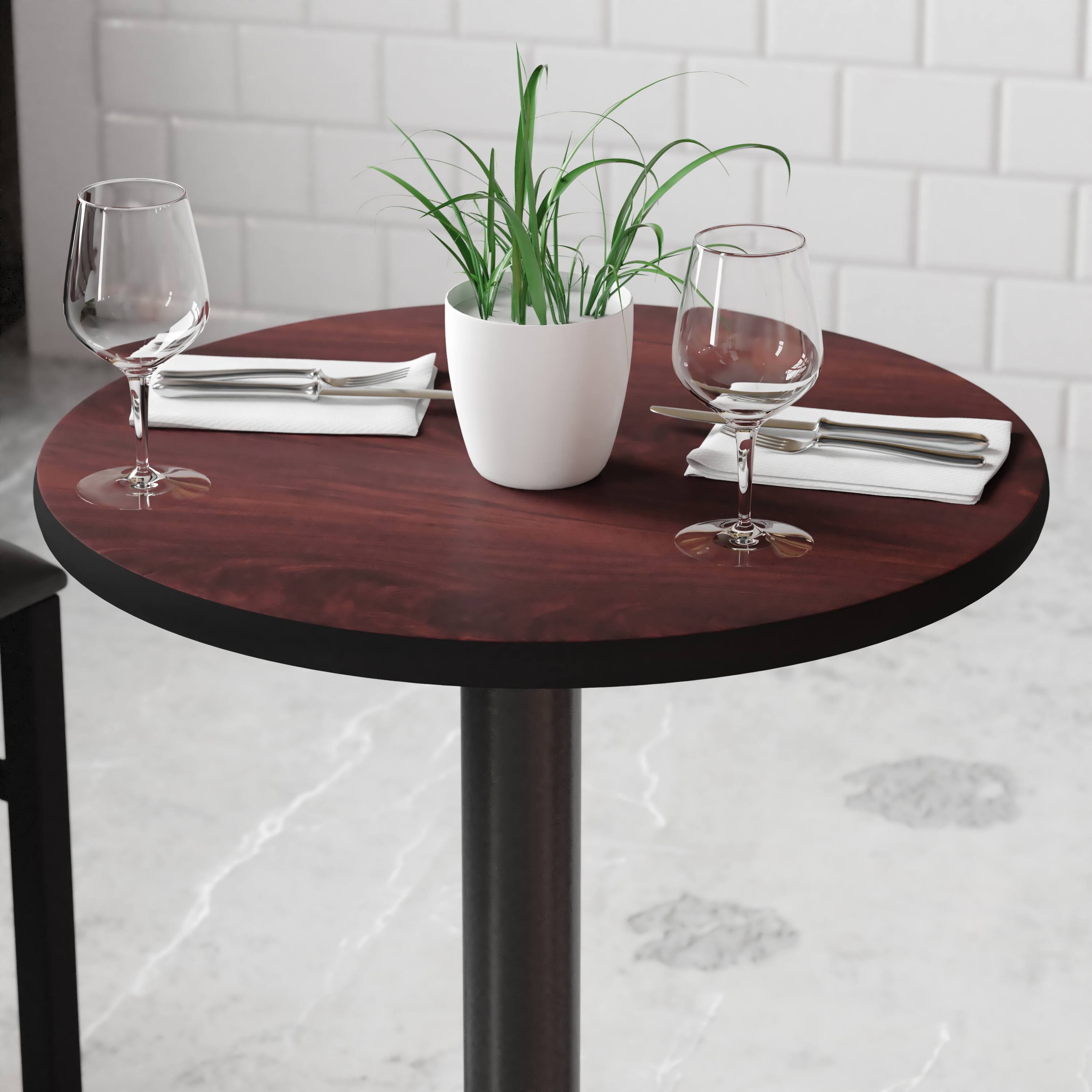Alt View 1. Emma + Oliver - 24" Round Table Top with Reversible Laminate Top - Mahogany.