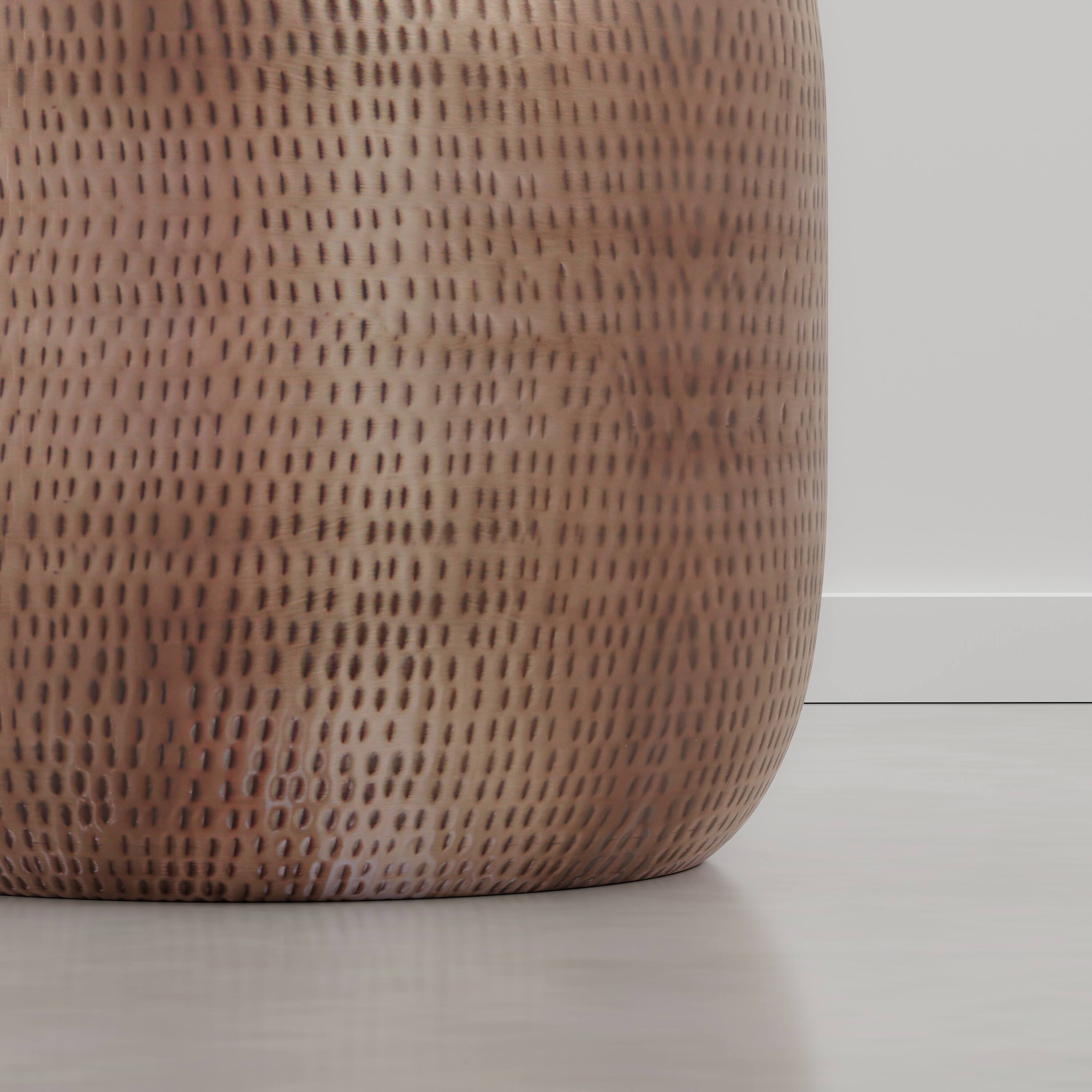 Alt View 5. Simpli Home - Griffen 19 inch Wide Solid Metal Drum Storage Accent Table, Burnished Copper - Burnished Copper.