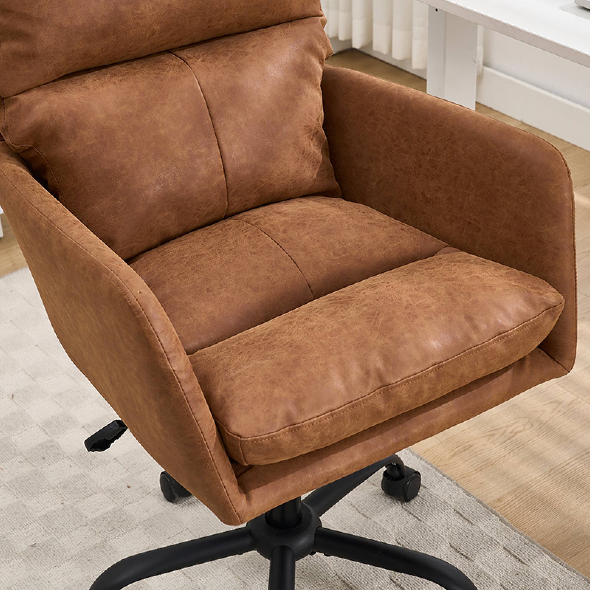 Alt View 5. GOODSILO - Ergonomic Executive Office Chair with Adjustable Height and PU Leather Upholstery - Brown.