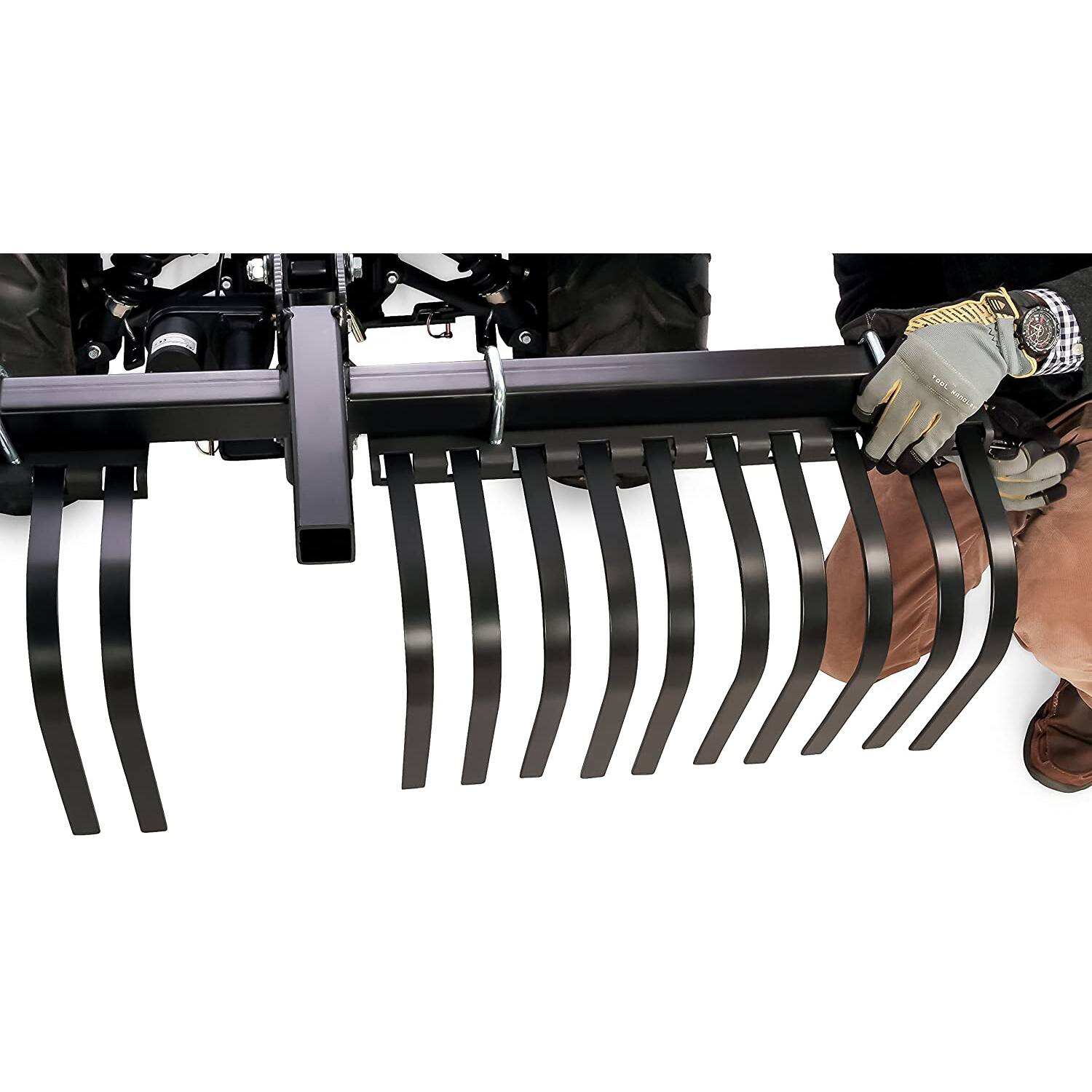 Alt View 3. Camco - Camco Black Boar ATV/UTV Implement Custom Outside Vehicle Landscape Rake Tool - Black.